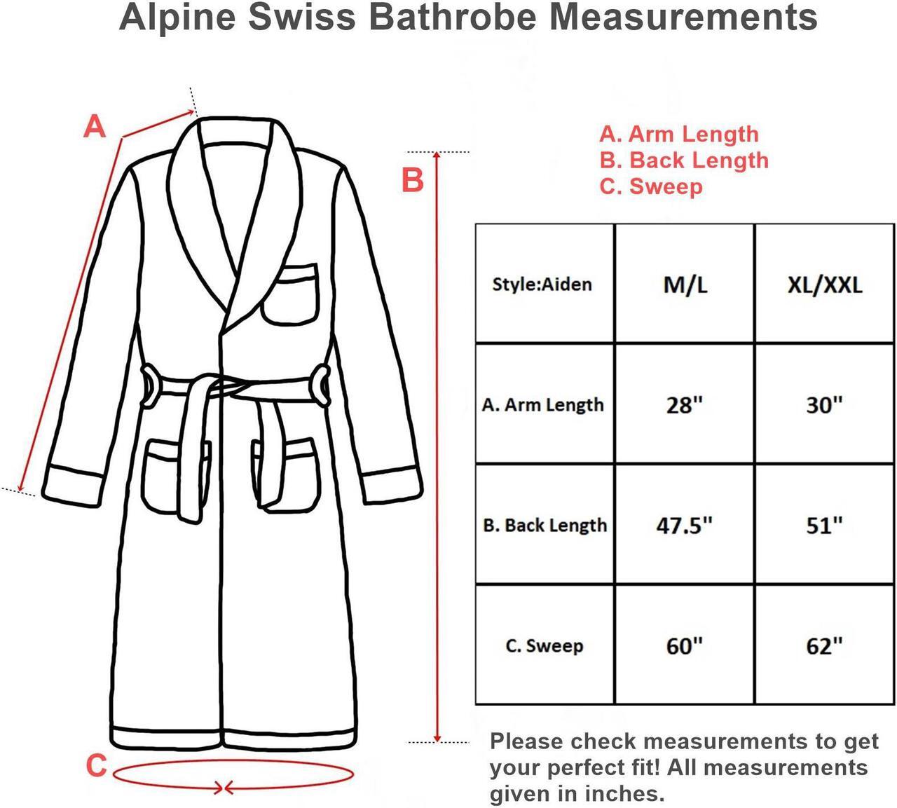 Alt view image 5 of 6 - Alpine Swiss Aiden Mens Cotton Terry Cloth Bathrobe Shawl Collar Velour Spa Robe