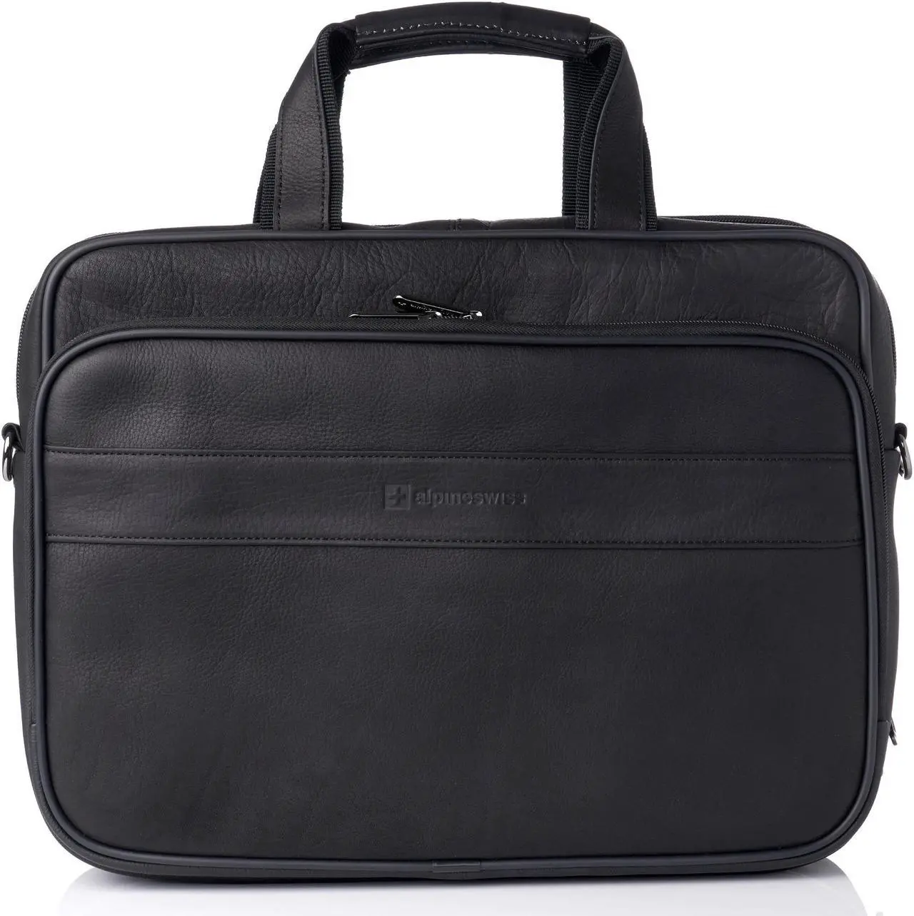 Main image of Alpine Swiss Messenger Bag Leather 15.6 Laptop Briefcase Portfolio Business Case