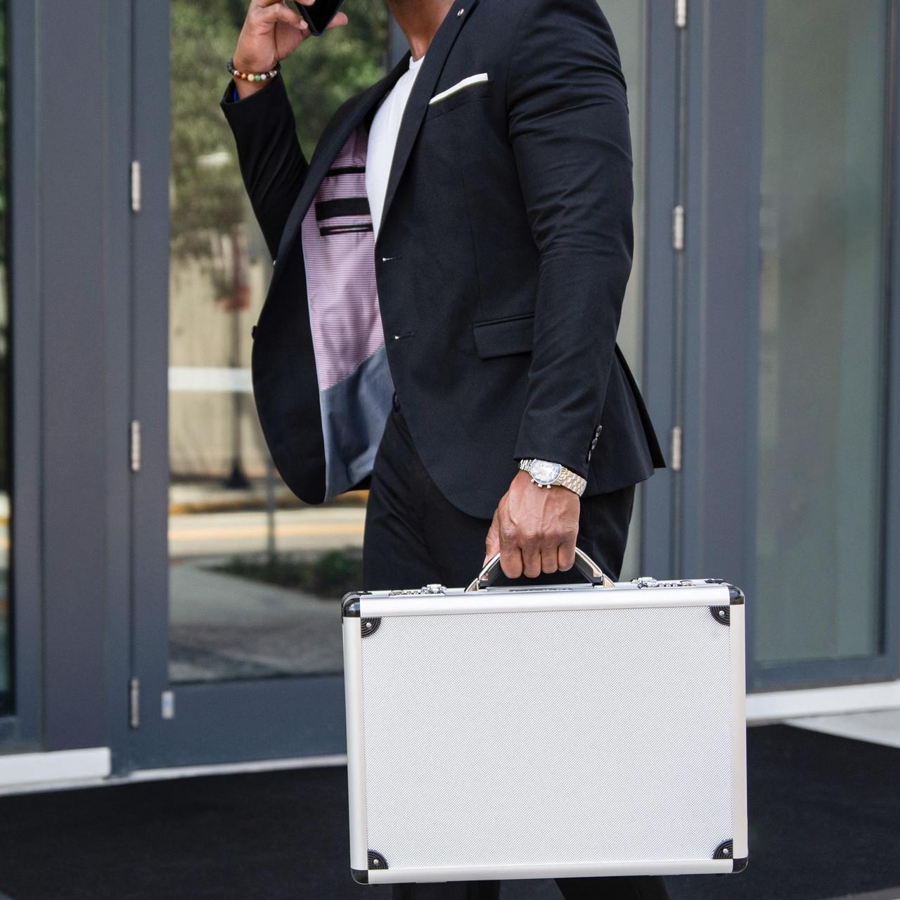 Alt view image 4 of 10 - Alpine Swiss Executive Aluminum Briefcase Padded Laptop Briefcase For Men Hard Shell Attache Case Combo Lock Business Case