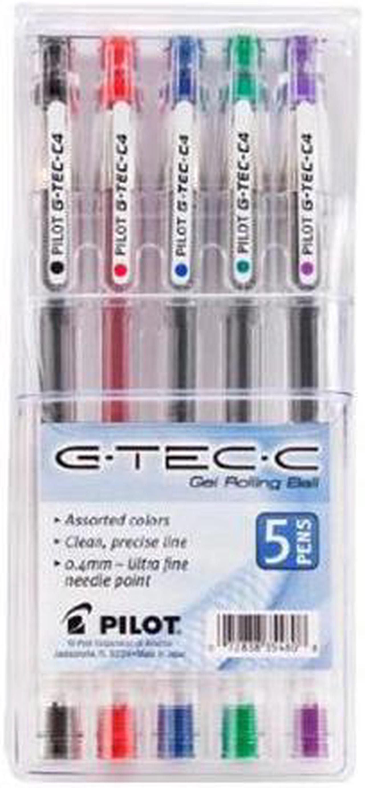 Main image of Pilot G-Tec-C4 Gel Rolling Ball Pen, Ultra Fine Point 0.4 mm, Assorted, 5/Pack