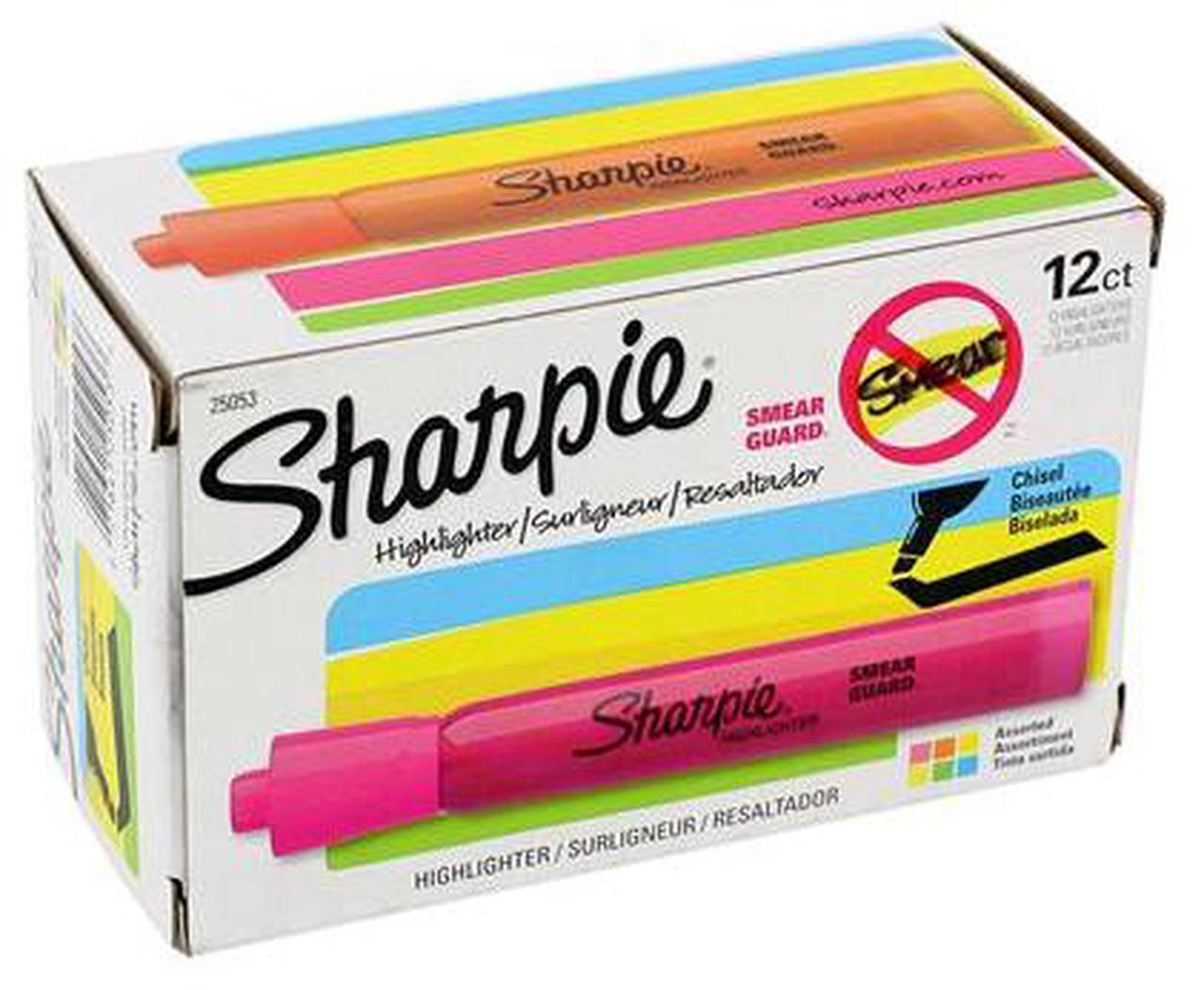 Main image of SHARPIE 25053 Smear Guard Highlighter Set, Chisel Tip Fluorescent Colors PK12