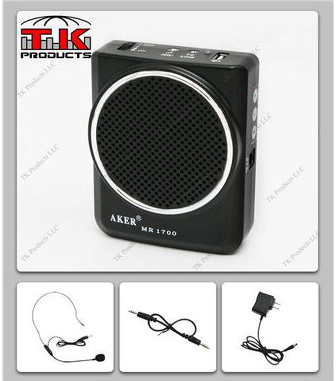 Main image of Aker Voice Amplifier & Mp3 Player 12watts Black MR1700 by TK Products,Portable, for Teachers, Coaches, Tour Guides, Presentations, Costumes, Etc.