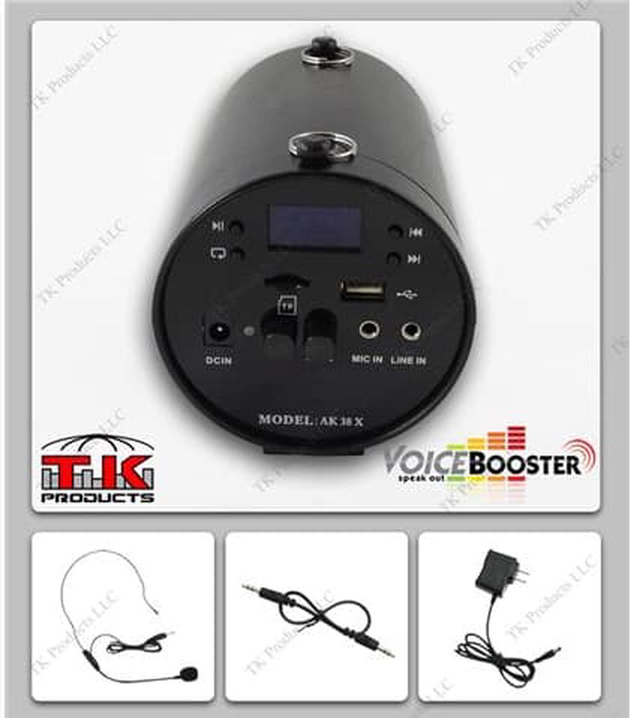 Alt view image 2 of 7 - VoiceBooster Voice Amplifier & Mp3 Player & FM Radio 25watts Black MR-AK38 (Aker), Portable, for Teachers, Coaches, Tour Guides, Presentations, Costumes, Etc.