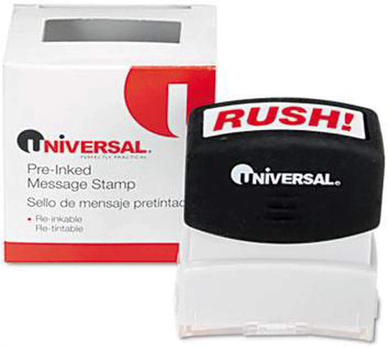 Alt view image 2 of 3 - Message Stamp, Rush, Pre-Inked/Re-Inkable, Red