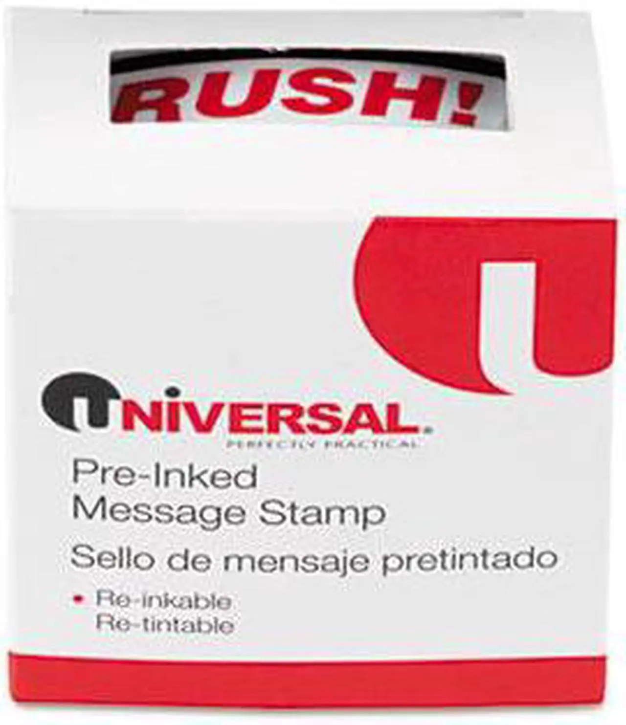 Alt view image 3 of 3 - Message Stamp, Rush, Pre-Inked/Re-Inkable, Red