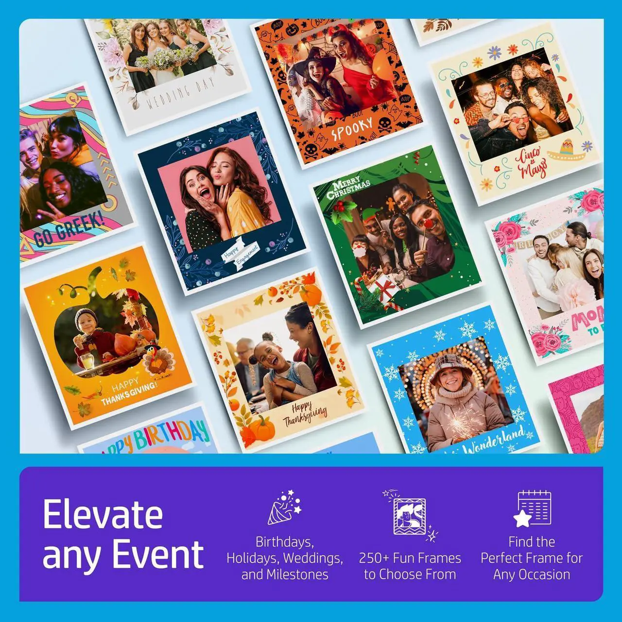 Alt view image 3 of 7 - HP Sprocket Photo Booth Machine Instant Color Photo Printer -White + Paper(x100)+ Red Carpet Bundle + Case + Stickers + Screen Protectors + Fedoras + Glasses +Boas + Cowboy Hat + Foil Curtain Backdrop
