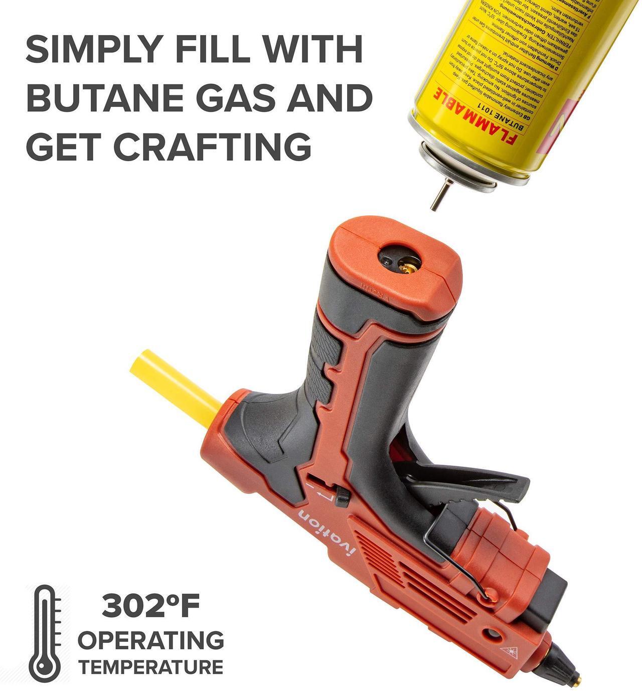 Alt view image 4 of 8 - ivation cordless butane powered glue gun, fast heat-up gas powered hot gluegun with self-regulating temperature for diy projects, arts & crafts, woodworking, home repairs gift decorations & more