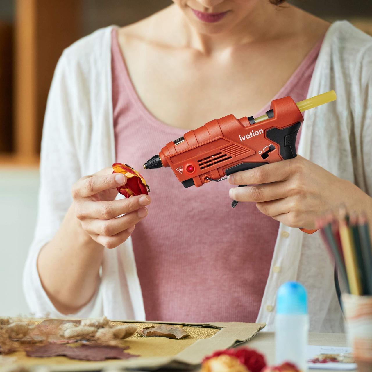 Alt view image 7 of 8 - ivation cordless butane powered glue gun, fast heat-up gas powered hot gluegun with self-regulating temperature for diy projects, arts & crafts, woodworking, home repairs gift decorations & more