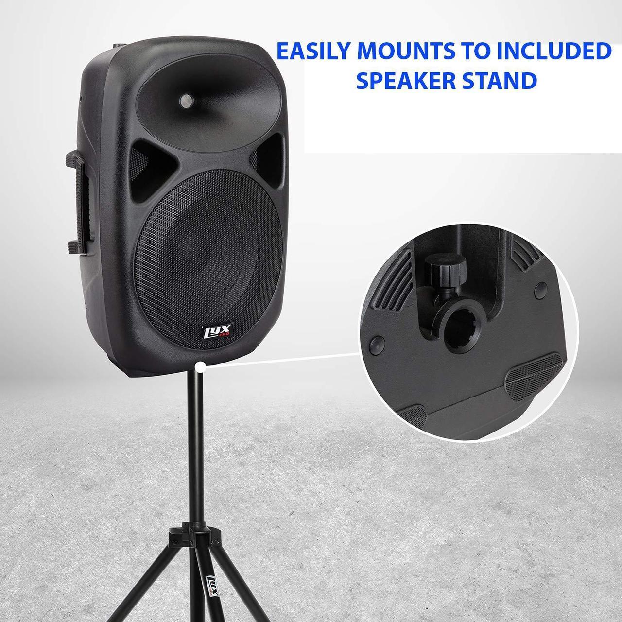 Alt view image 5 of 6 - LyxPro SPA12 12" Portable PA Speaker System With Metal Tripod Stand Combo Kit Power Active Powerful Amplifier Equalizer Bluetooth SD Slot USB MP3 XLR 1/4" 1/8" 3.5mm Inputs Remote Control