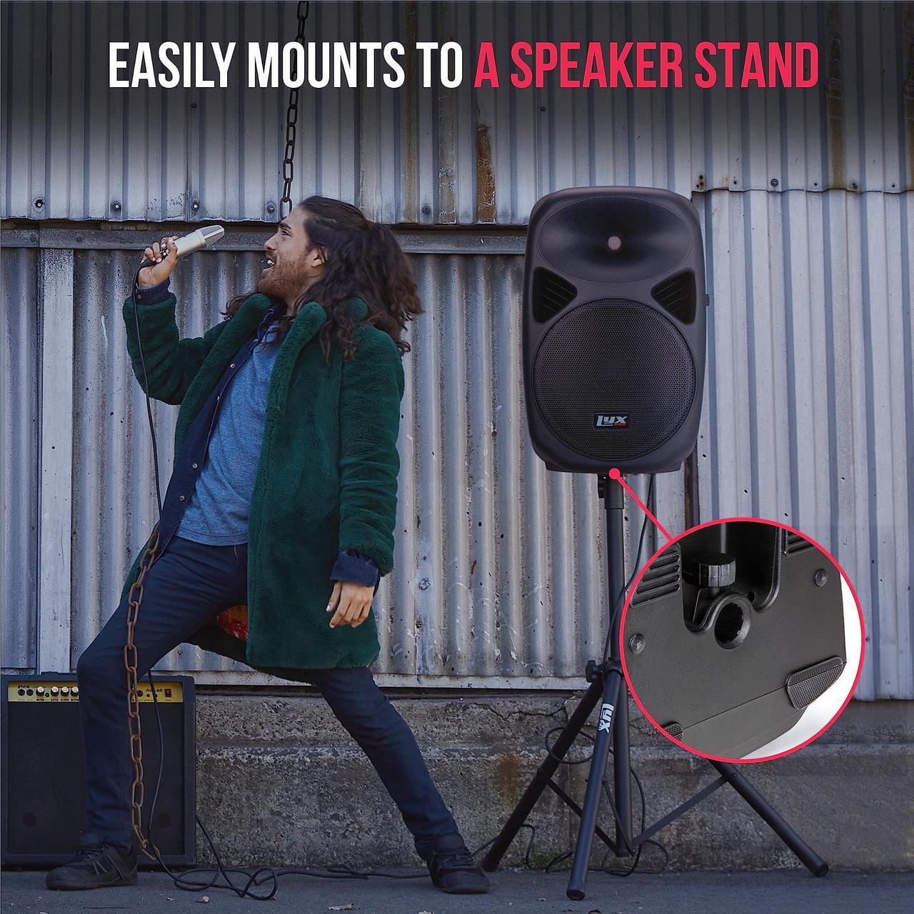 Alt view image 6 of 7 - LyxPro 15 Inch Active PA Rechargeable Battery Speaker System, Bluetooth, MP3, USB, SD Card Slot, Foldable Carry Handle, Easy Carry Wheels-SPA-15 BAT