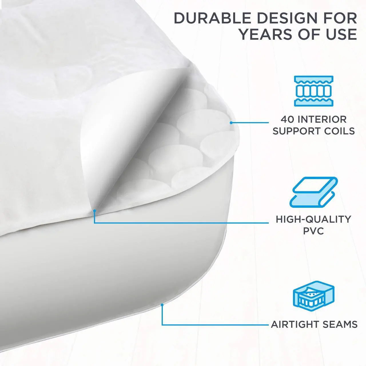 Alt view image 4 of 6 - Ivation EZ-Bed (Full Size) Air Mattress with Frame & Rolling Case, Self Inflatable, Blow Up Bed Auto Shut-Off, Comfortable Surface AirBed, Best for Guest, Travel, Vacation, Camping