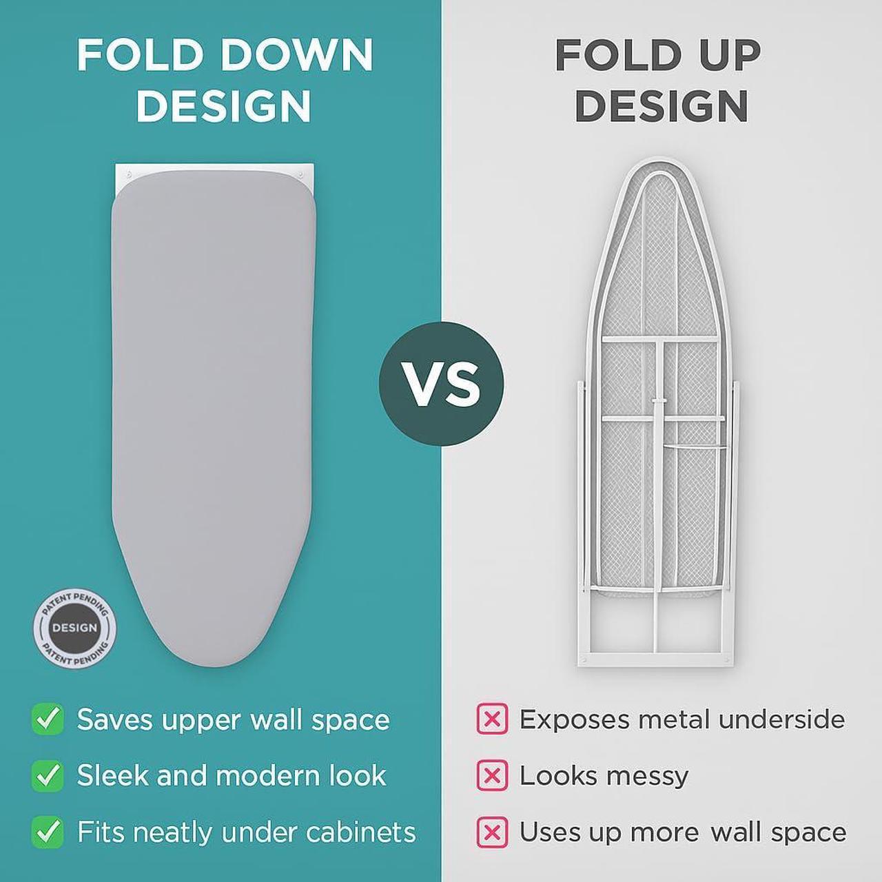 Alt view image 2 of 7 - Ivation Wall-Mounted Ironing Board With Storage Shelf, Foldable 36.2 x 12.2, Fold Down Ironing Station for Home, Apartment &, Easy-Release Lever, Removable Cotton Cover & Dorms, Hardware Included