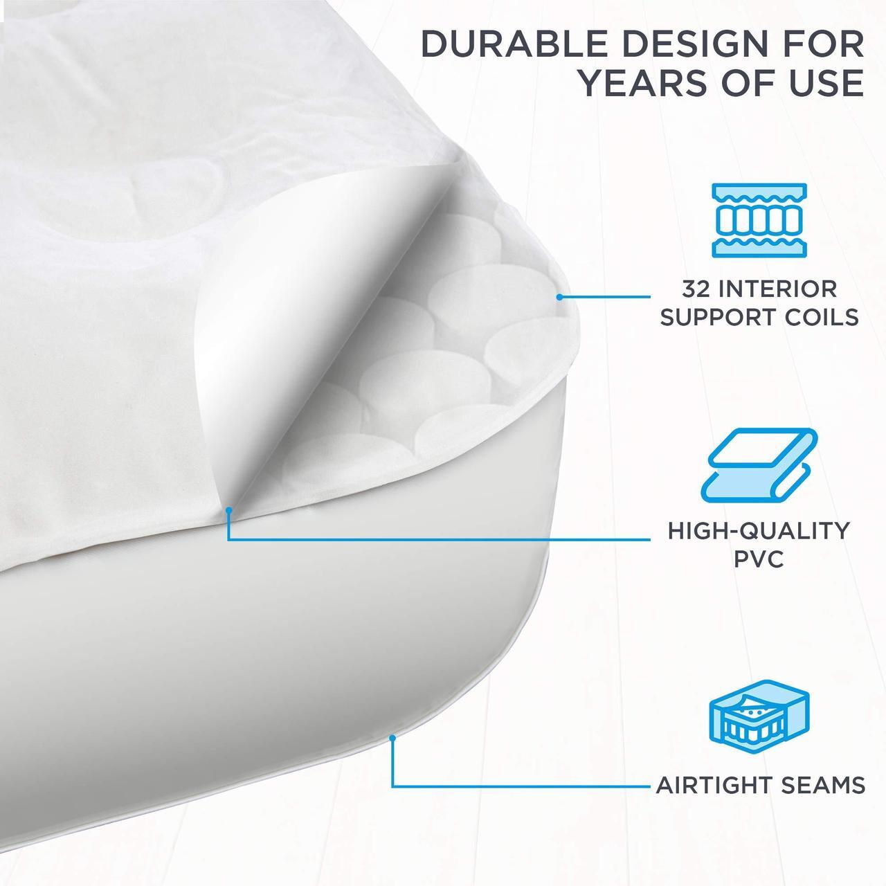 Alt view image 3 of 7 - Ivation EZ-Bed (Twin) Air Mattress With Frame & Rolling Case, Self Inflatable, Blow Up Bed Auto Shut-Off, Comfortable Surface AirBed, Best for Guest, Travel, Vacation, Camping