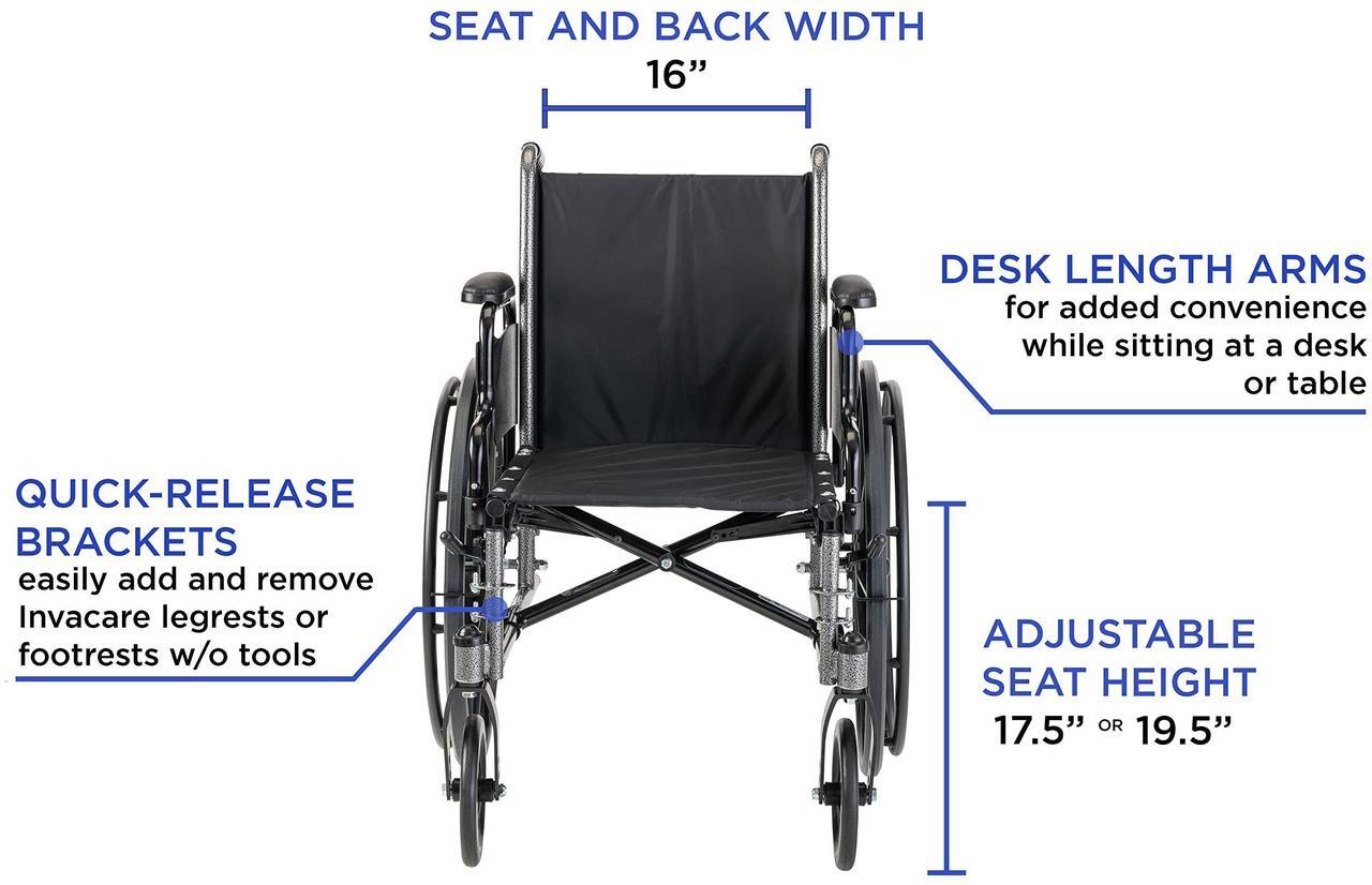 Alt view image 3 of 7 - Invacare Tracer SX5 Wheelchair for Adults | Everyday Folding | 16 Inch Seat | Legrests & Desk Arms