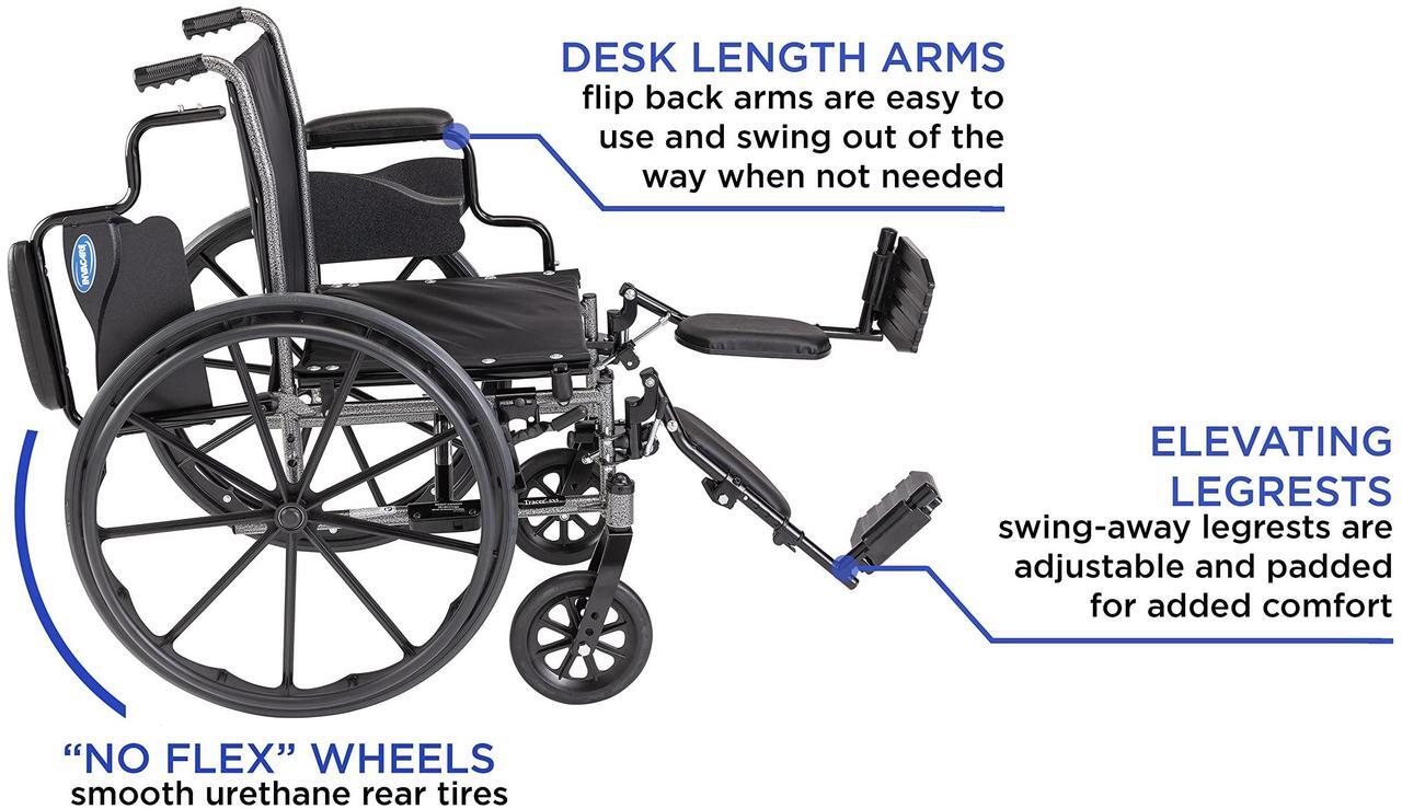 Alt view image 2 of 7 - Invacare Tracer SX5 Wheelchair for Adults | Everyday Folding | 16 Inch Seat | Legrests & Desk Arms