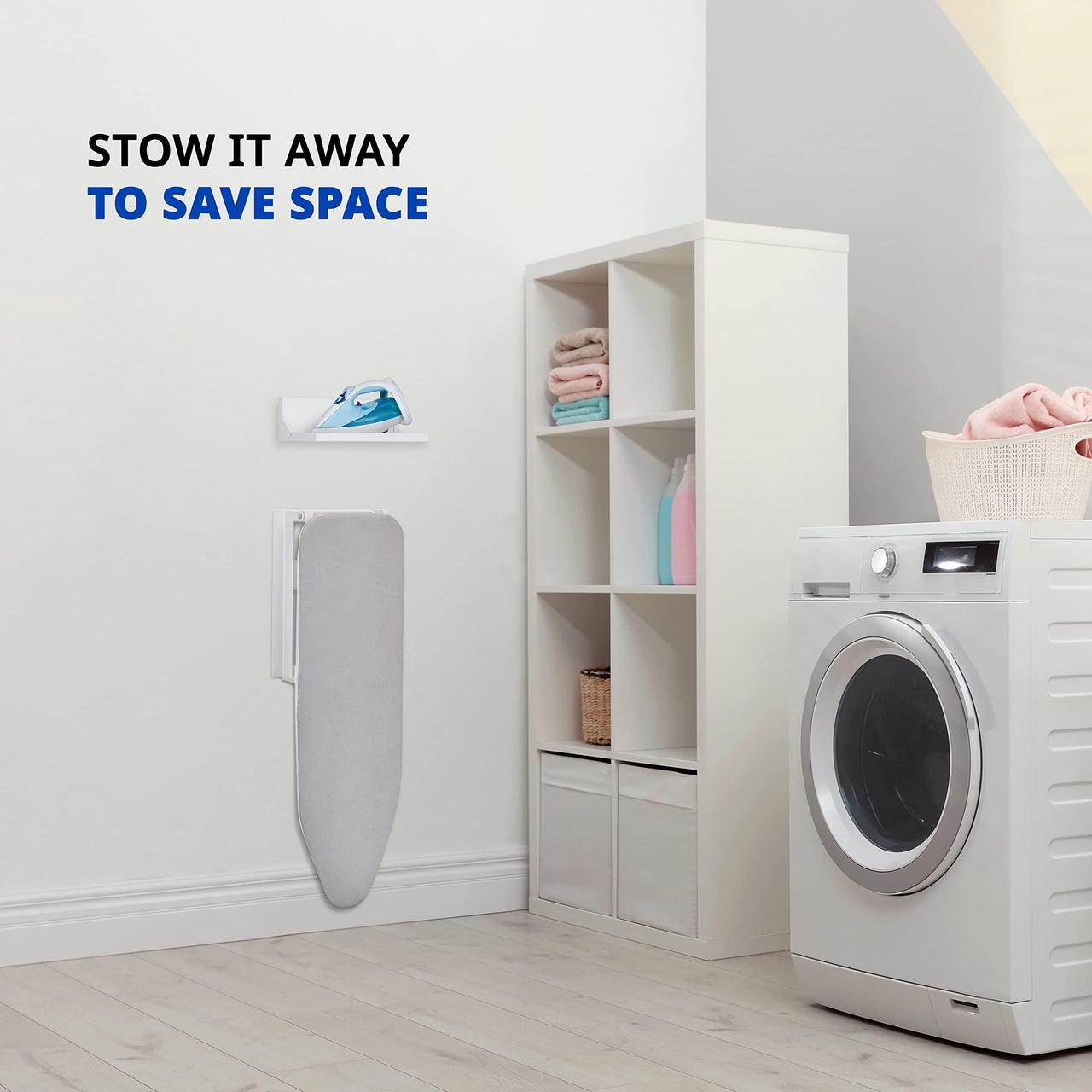 Alt view image 7 of 7 - Ivation Wall-Mounted Ironing Board With Storage Shelf, Foldable 36.2 x 12.2, Fold Down Ironing Station for Home, Apartment &, Easy-Release Lever, Removable Cotton Cover & Dorms, Hardware Included