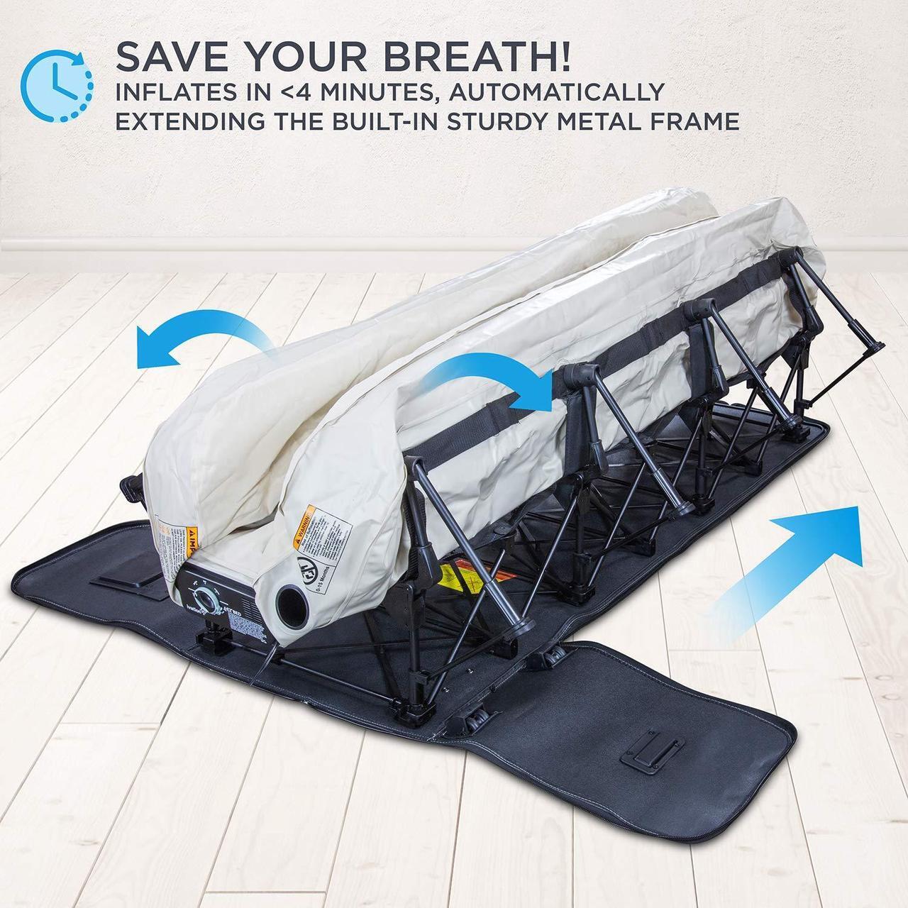 Alt view image 2 of 7 - Ivation EZ-Bed (Twin) Air Mattress With Frame & Rolling Case, Self Inflatable, Blow Up Bed Auto Shut-Off, Comfortable Surface AirBed, Best for Guest, Travel, Vacation, Camping