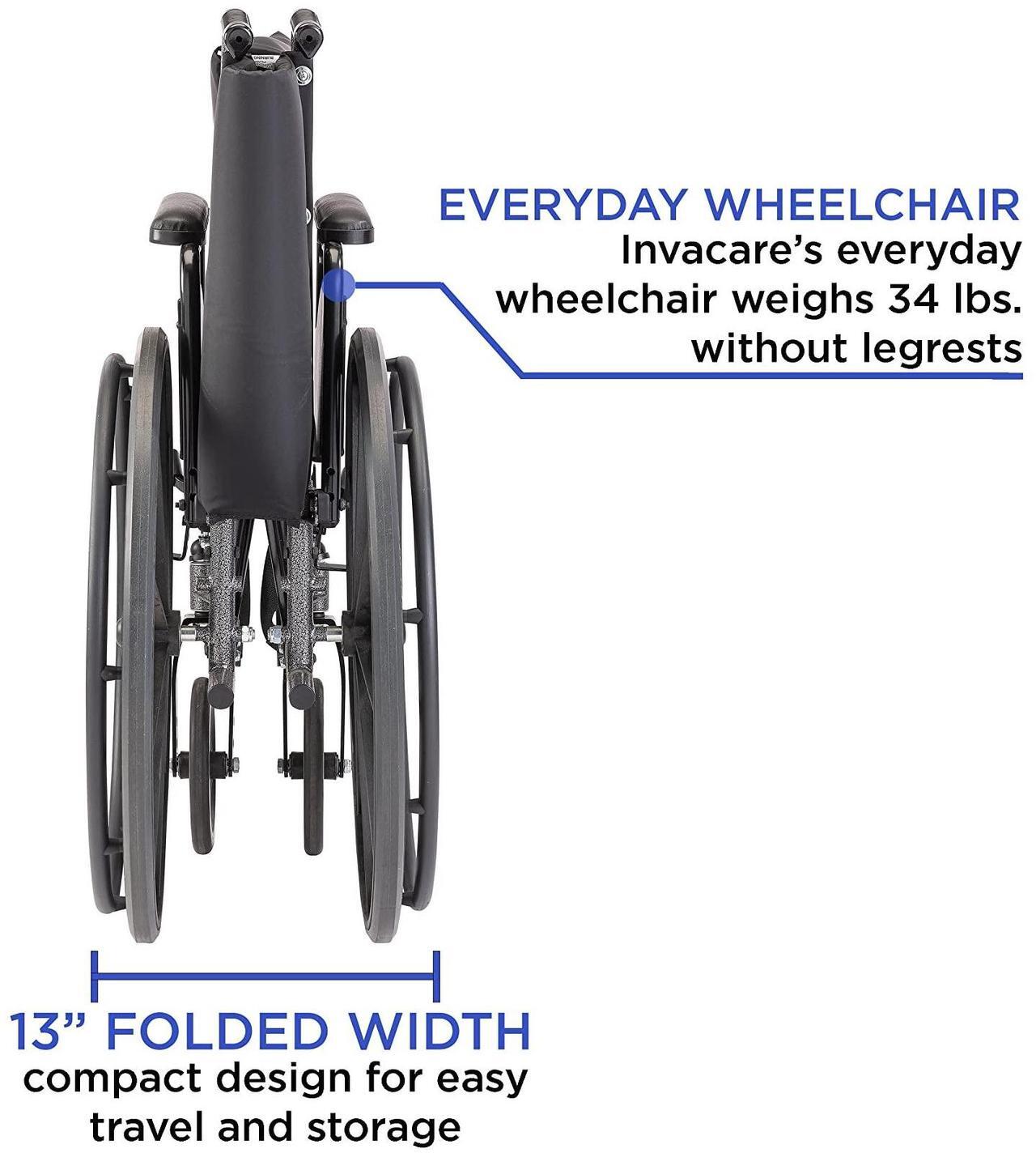 Alt view image 5 of 7 - Invacare Tracer SX5 Wheelchair for Adults | Everyday Folding | 16 Inch Seat | Legrests & Desk Arms