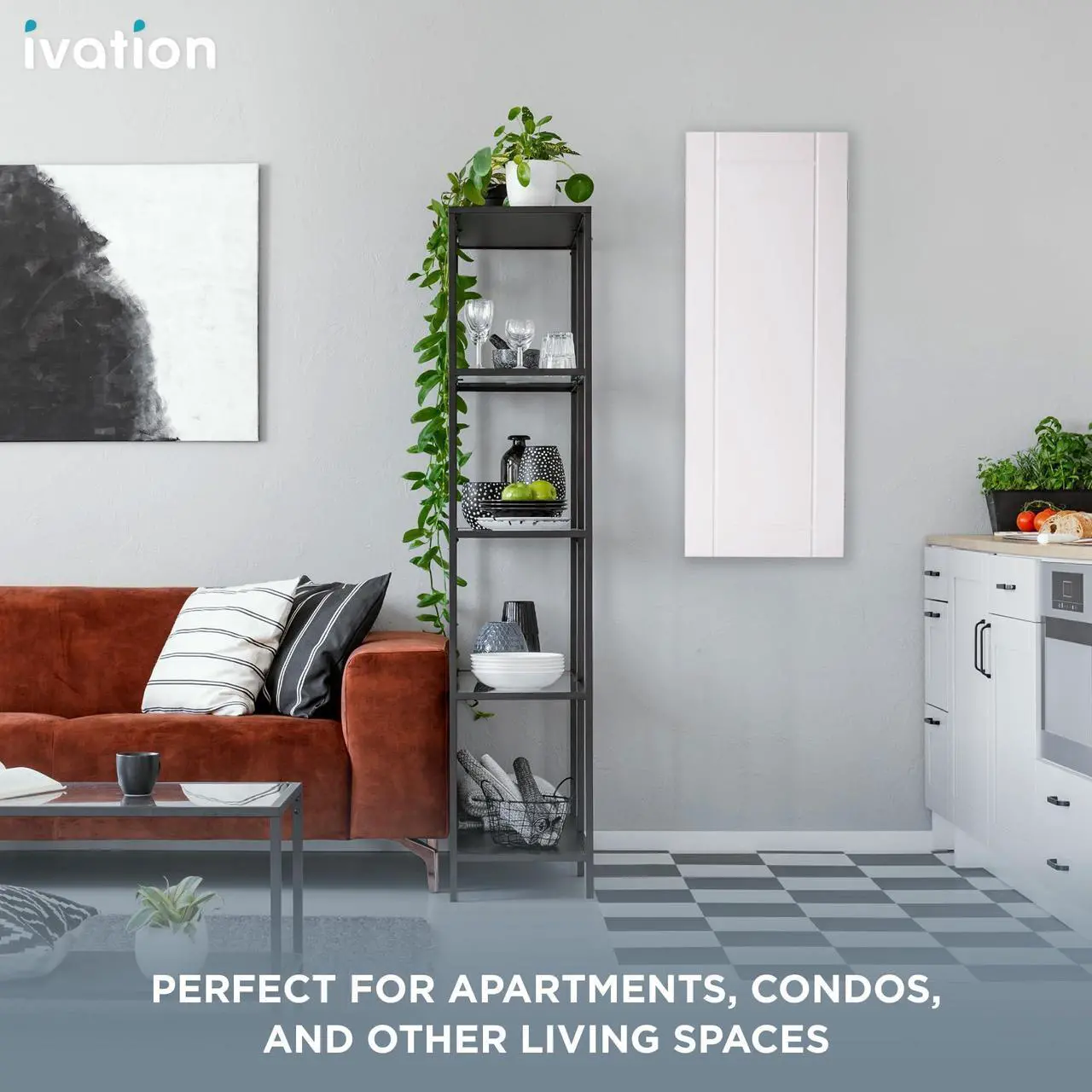 Alt view image 6 of 7 - Ivation Wall-Mounted Ironing Board Cabinet, Foldable Ironing Storage Station for Home, Apartment , Easy-Release Lever, Garment Hooks, White