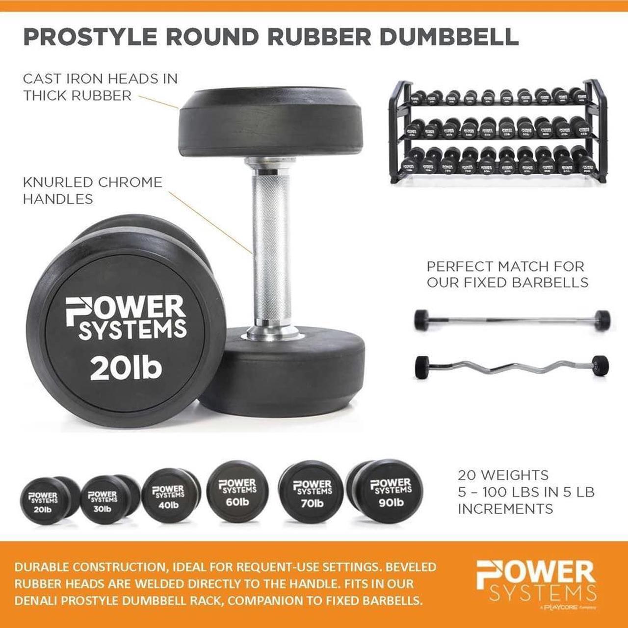Alt view image 2 of 2 - Power Systems ProStyle Round Rubber Dumbbell Pairs (5)