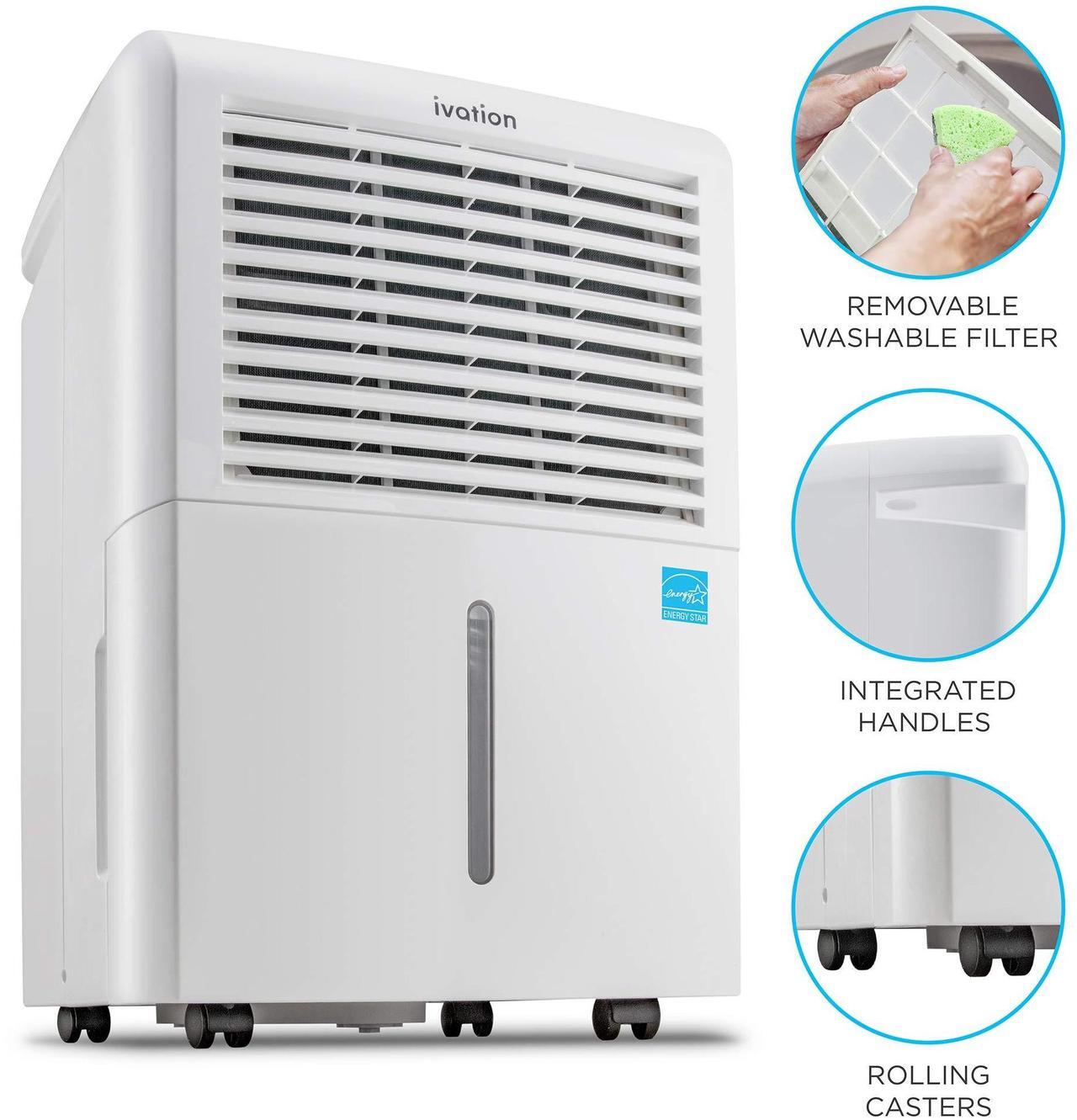 Alt view image 4 of 7 - Ivation 4,500 Sq Ft Smart Wi-Fi Energy Star Dehumidifier with App, Continuous Drain Hose Connector, Programmable Humidity, 2.25 Gal Reservoir for Medium and Large Rooms (4,500 Sq Ft)