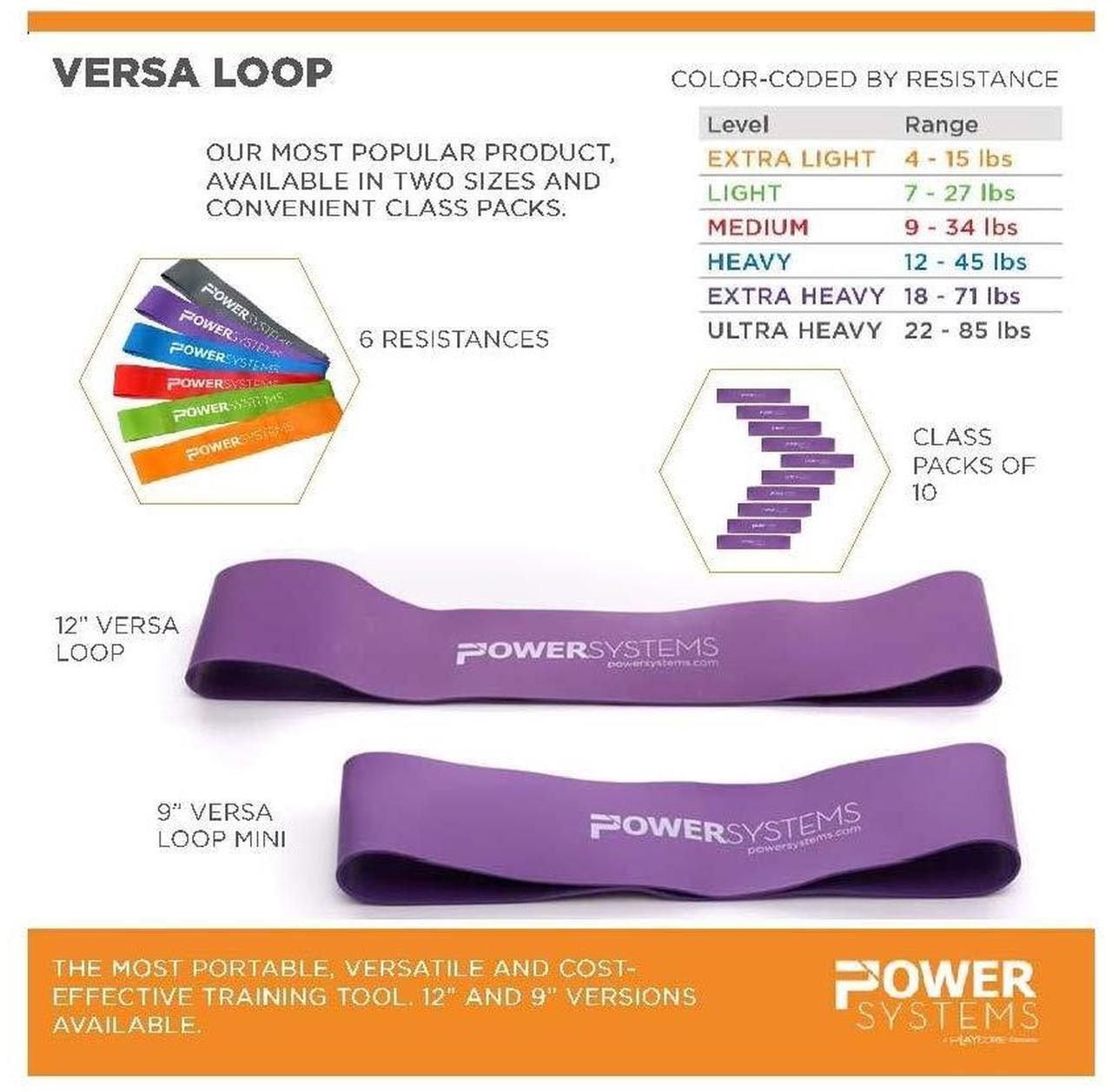 Alt view image 3 of 4 - Power Systems Versa Loops Extra Heavy Resistance Exercise Work Out Strength Training Bands, Purple (10 Pack)