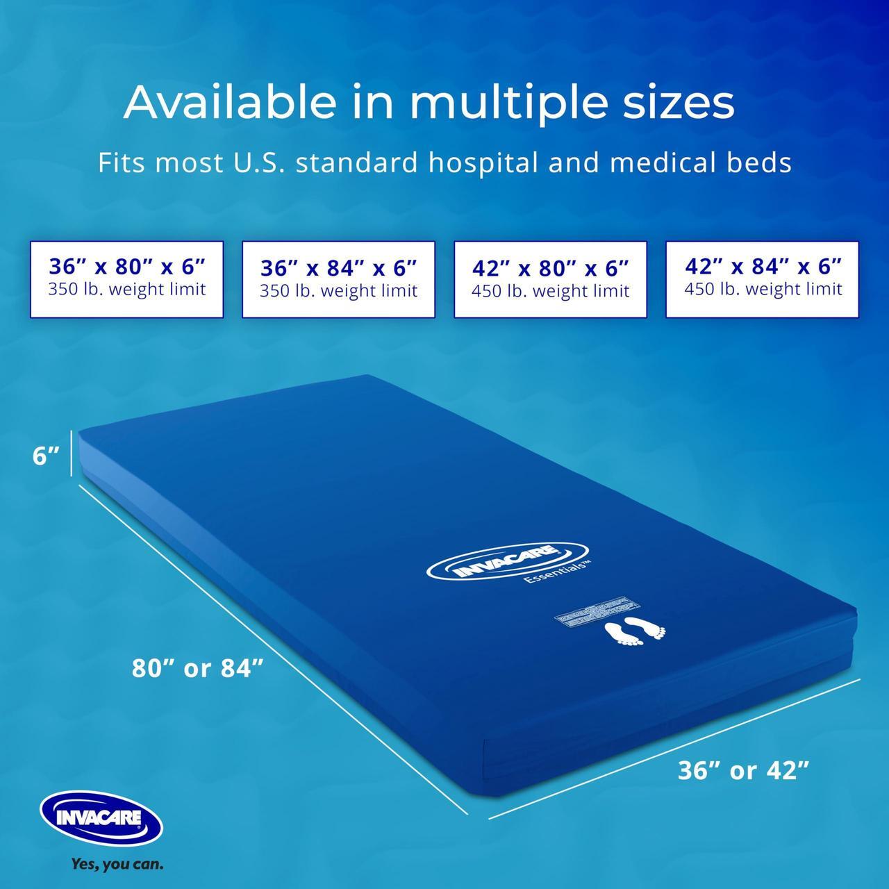 Alt view image 3 of 4 - Invacare Hospital Bed Mattress, Long Term Care Pressure Redistribution Medical-Grade Bariatric Foam Mattress, 5 Fortress Shaped Cells, Fluid-Resistant Removable Cover, Made in The USA