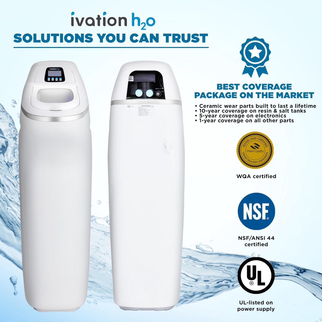 Alt view image 5 of 7 - Ivation H2O 40,000 Grain Water Softener with Patented Ceramic Discs, Automatic Whole House Soft Water Regeneration Reduces Magnesium & Hard Minerals & Improves Water Quality