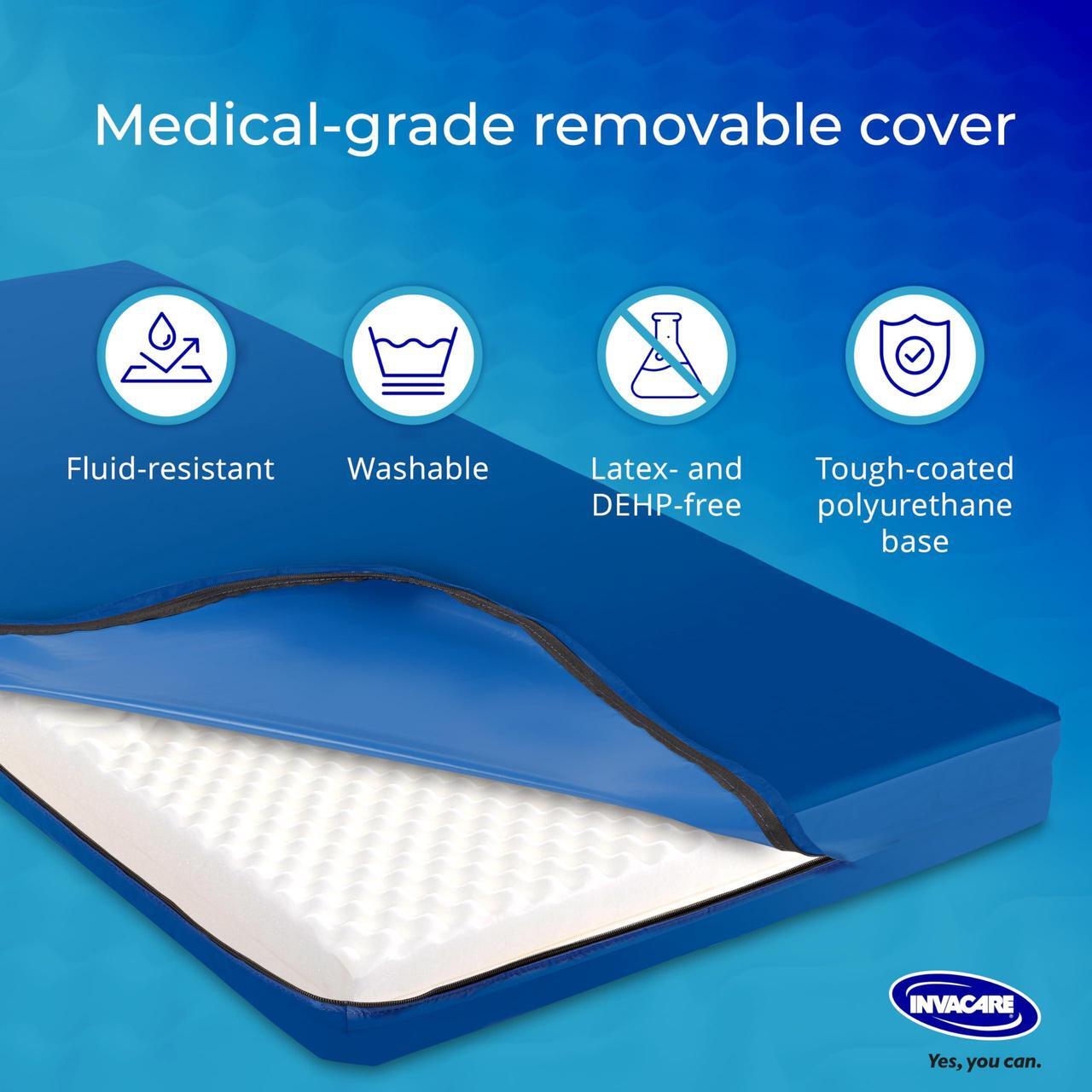 Alt view image 4 of 4 - Invacare Hospital Bed Mattress, Long Term Care Pressure Redistribution Medical-Grade Bariatric Foam Mattress, 5 Fortress Shaped Cells, Fluid-Resistant Removable Cover, Made in The USA