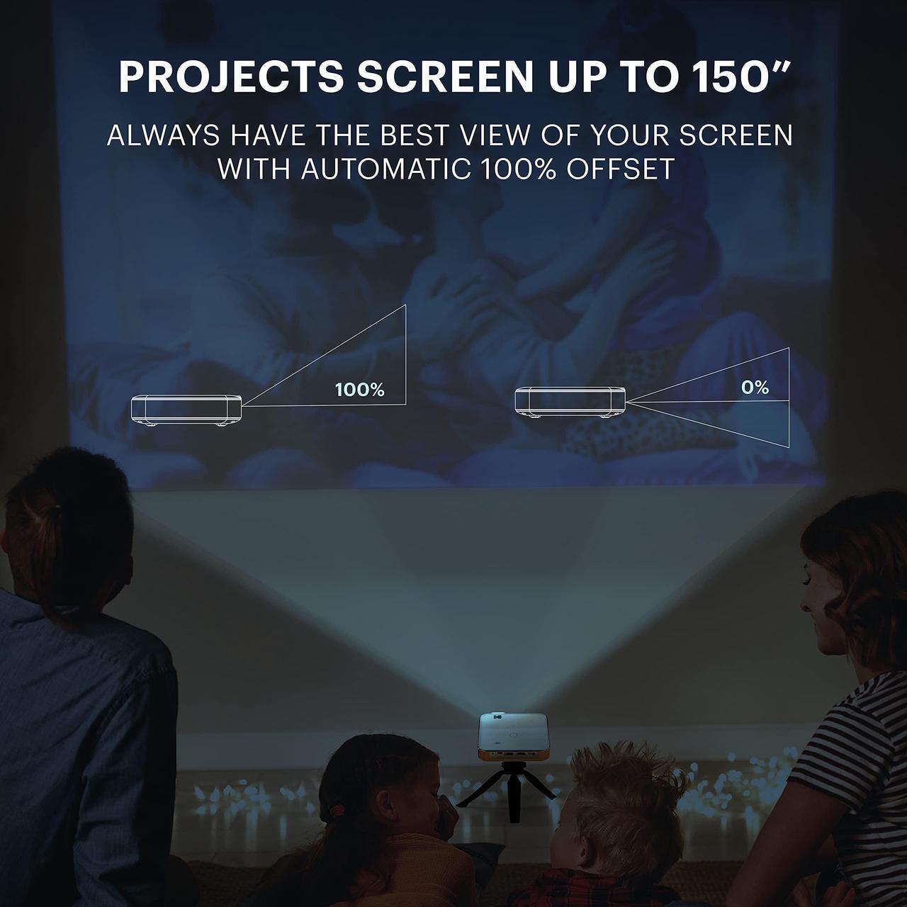 Alt view image 3 of 7 - KODAK Luma 400 Portable HD Smart Projector | Wi-Fi, Bluetooth, HDMI & USB Compatible Mini Home Theater System Up to 150 | 720p Native Resolution (4K), 200 ansi Lumens | Tripod Included