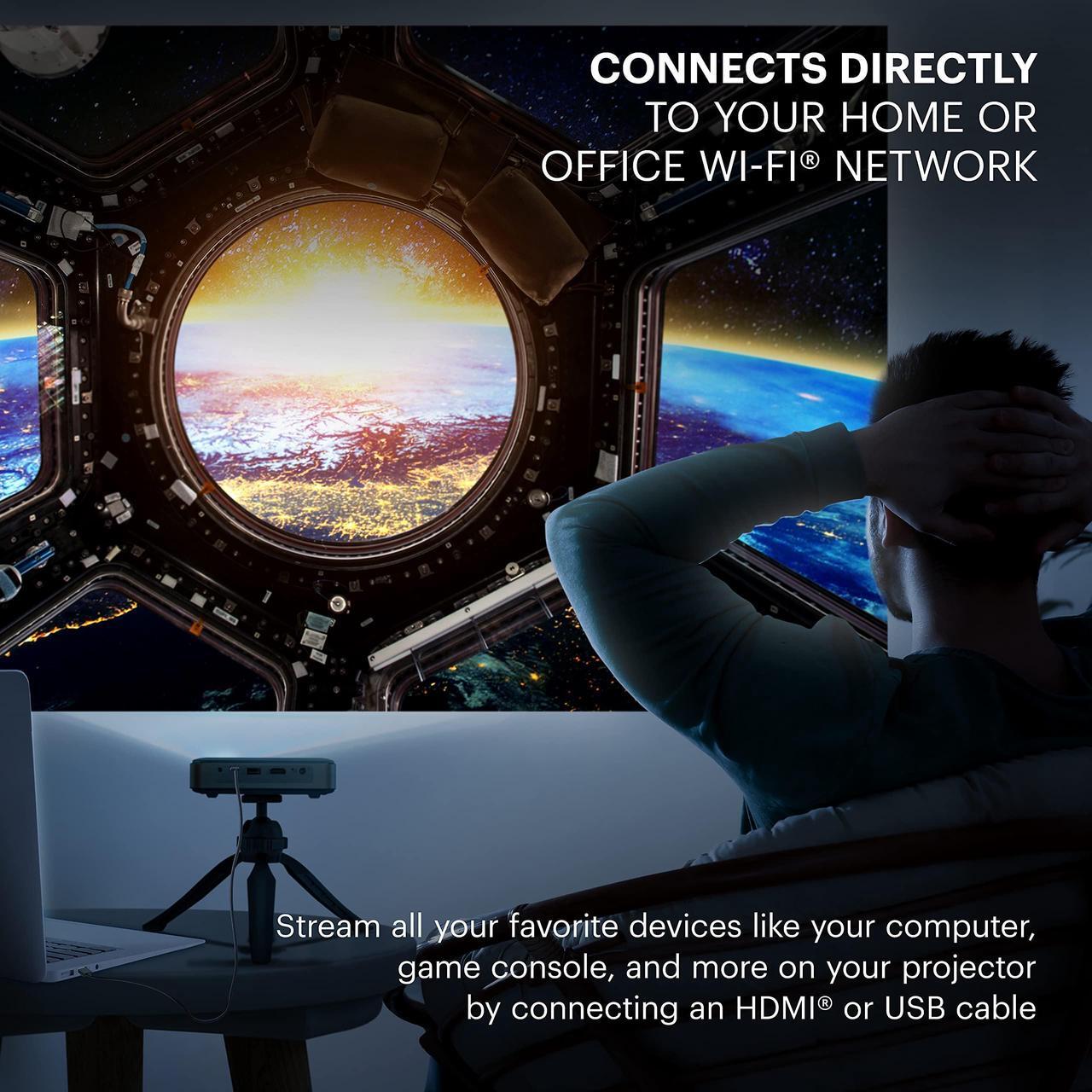 Alt view image 4 of 7 - KODAK Luma 400 Portable HD Smart Projector | Wi-Fi, Bluetooth, HDMI & USB Compatible Mini Home Theater System Up to 150 | 720p Native Resolution (4K), 200 ansi Lumens | Tripod Included