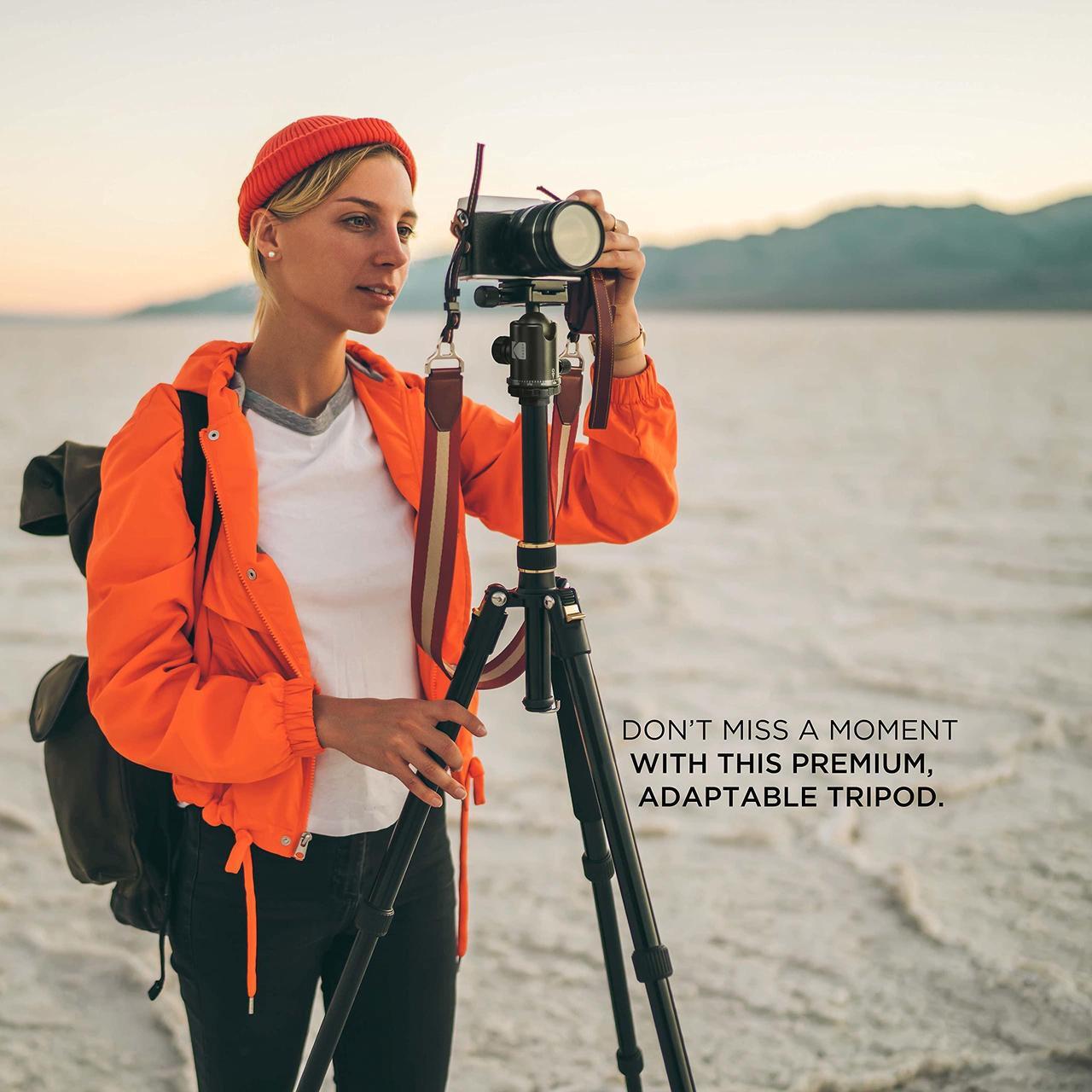 Alt view image 6 of 7 - KODAK Photo Gear 63 Tripod & Monopod with 360° Ball Head | Premium Professional 2-in-1 Aluminum Camera Stand with Bluetooth Remote Control & Smartphone Adapter | Compact & Portable for Work & Travel