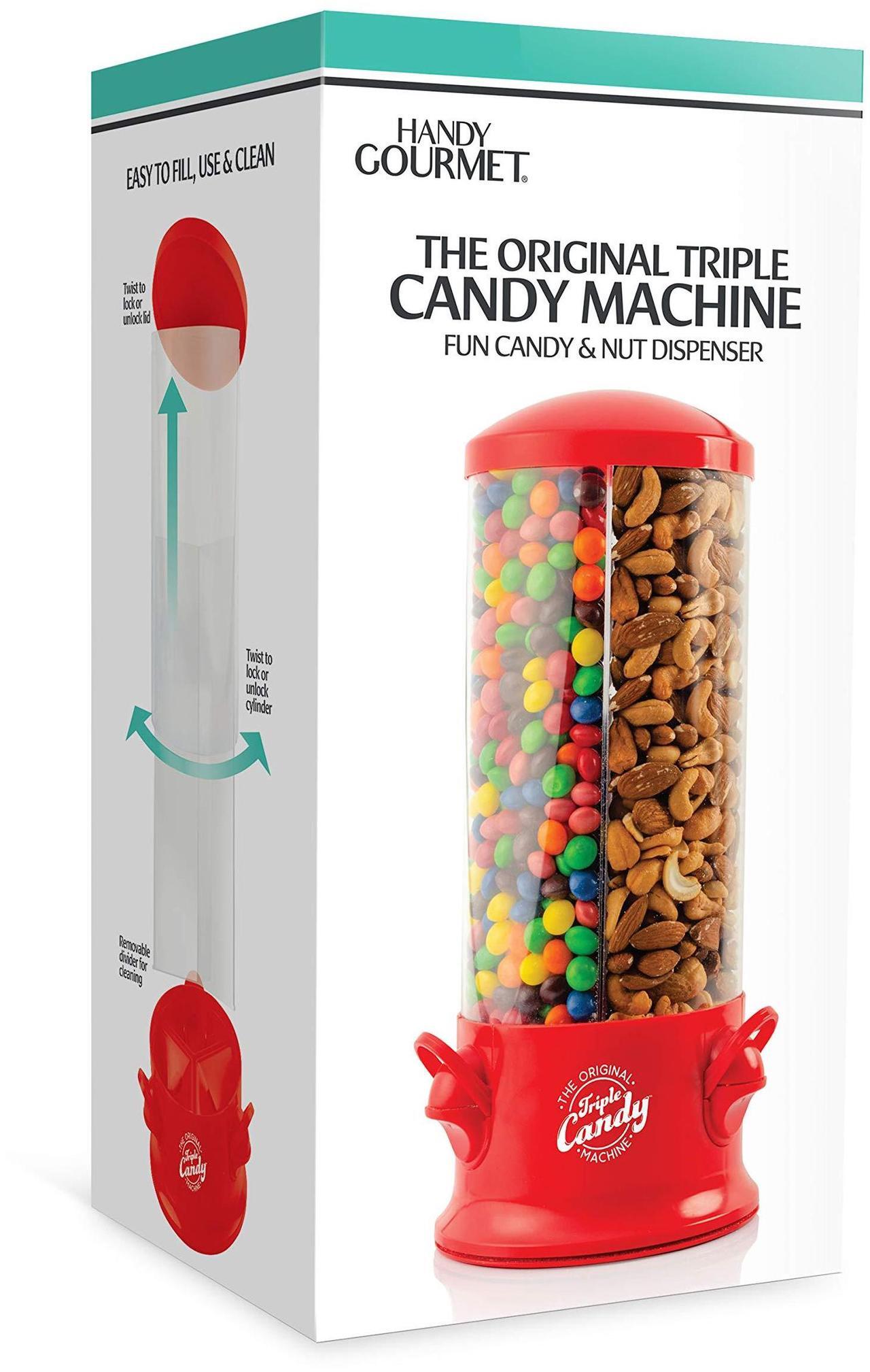 Alt view image 4 of 4 - Handy Gourmet The Original Polystyrene Triple Candy Machine - Fun Candy & Nut Dispenser - New & Improved (Red) - 360 Degree and 3 Compartments