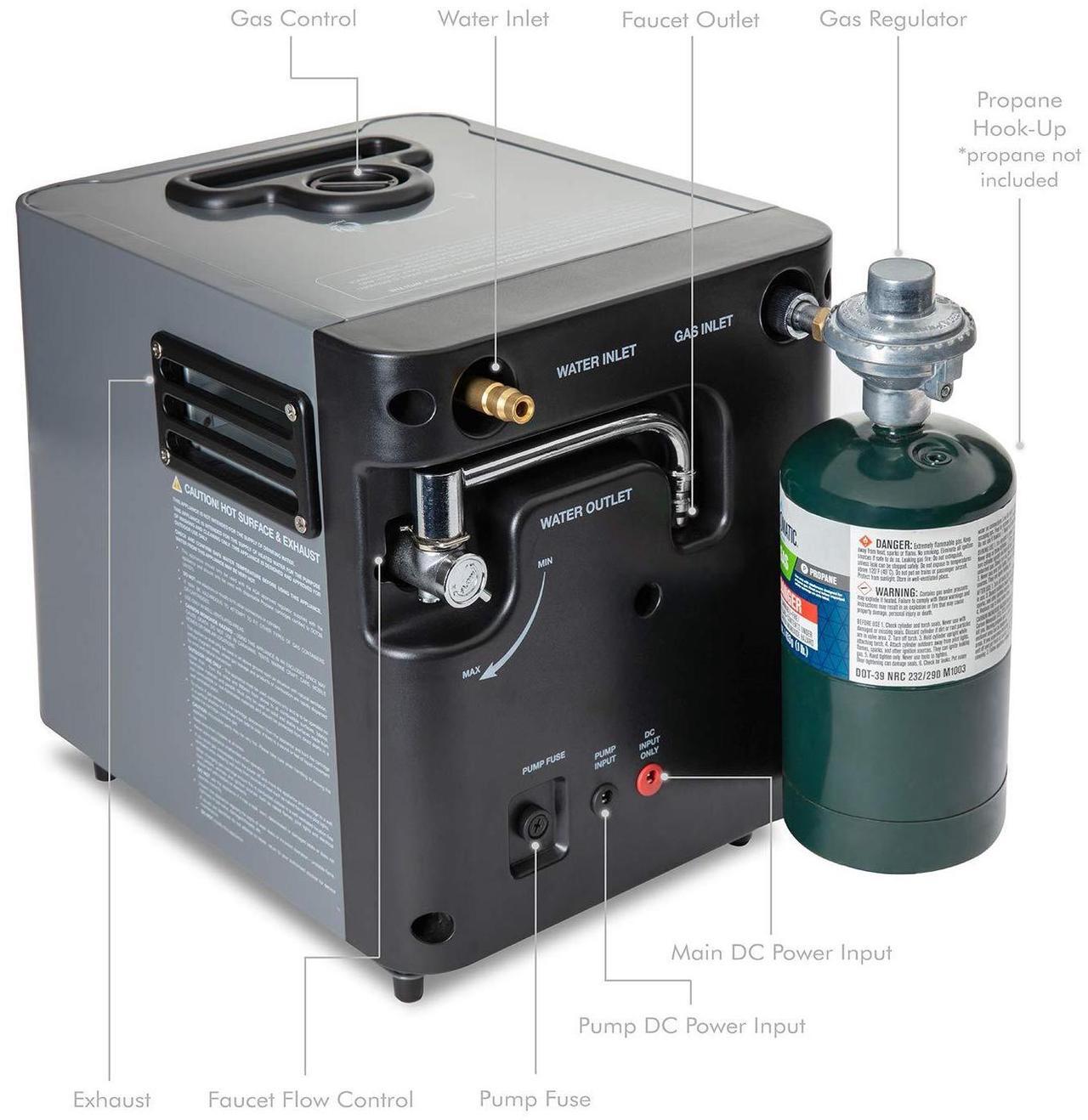 Alt view image 2 of 7 - Hike Crew Portable Propane Water Heater & Shower Pump  Compact Outdoor Cleaning & Showering System w/ LCD & Auto Safety Shutoff for Instant Hot Water While Camping, Hiking  Carry Case Included