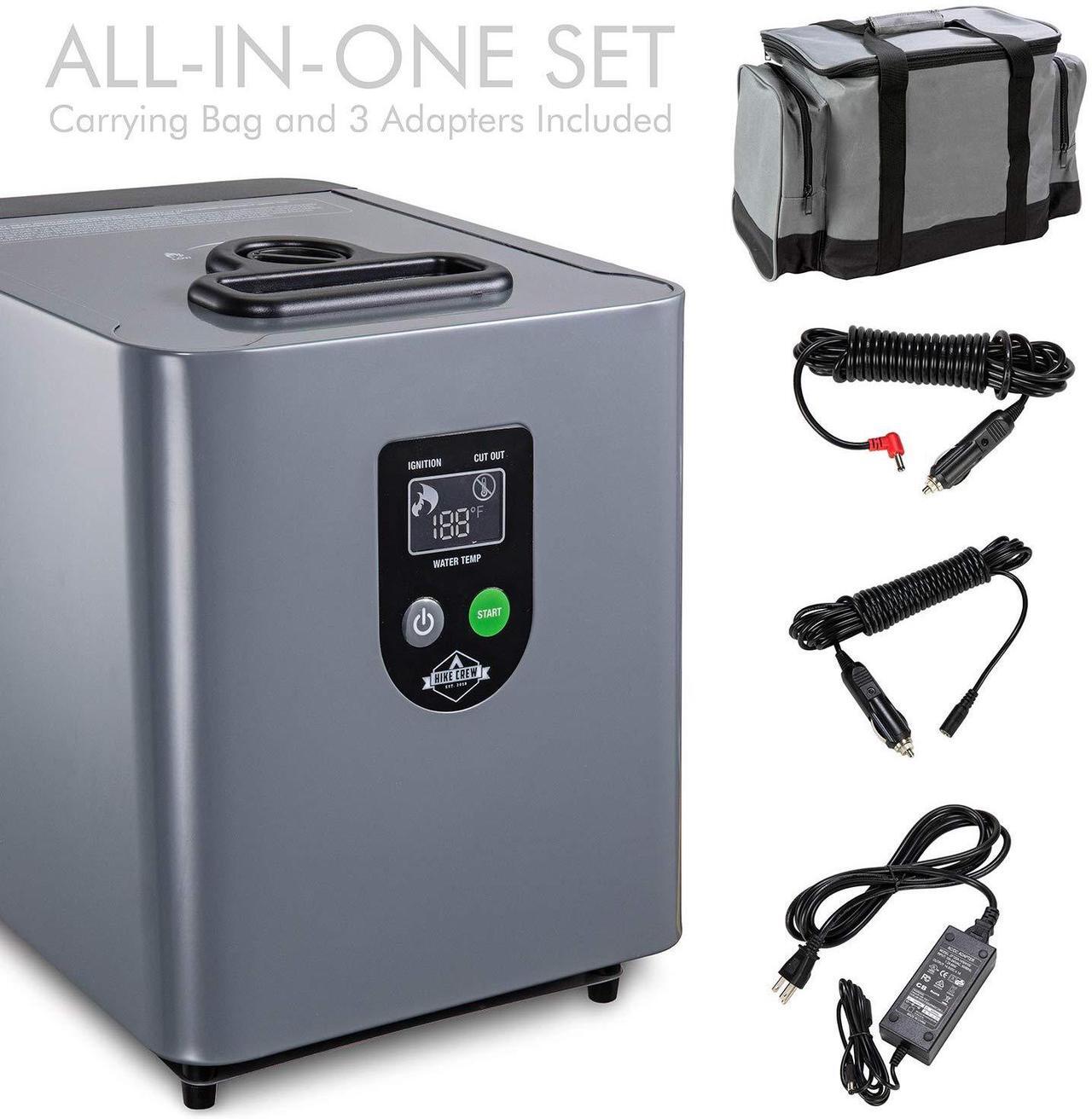Alt view image 5 of 7 - Hike Crew Portable Propane Water Heater & Shower Pump  Compact Outdoor Cleaning & Showering System w/ LCD & Auto Safety Shutoff for Instant Hot Water While Camping, Hiking  Carry Case Included