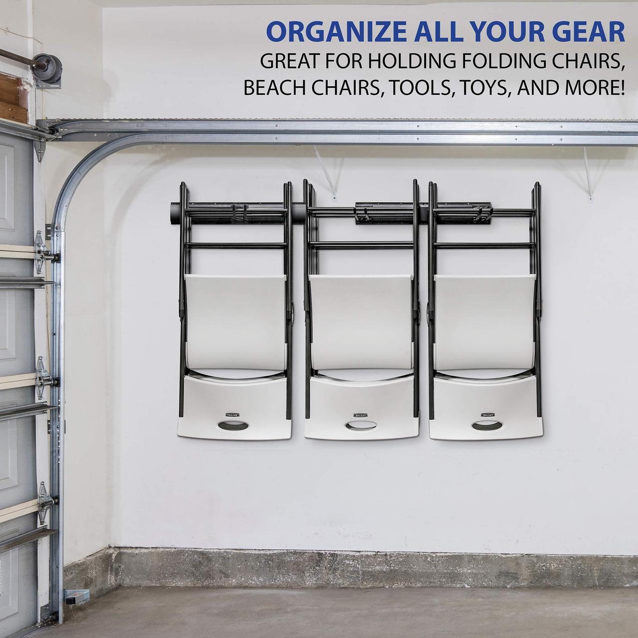 Alt view image 5 of 5 - RaxGo Chair Storage Rack, Wall Mounted Folding Chairs Organizer and Hanger System ,For Home, Garage, Heavy Duty