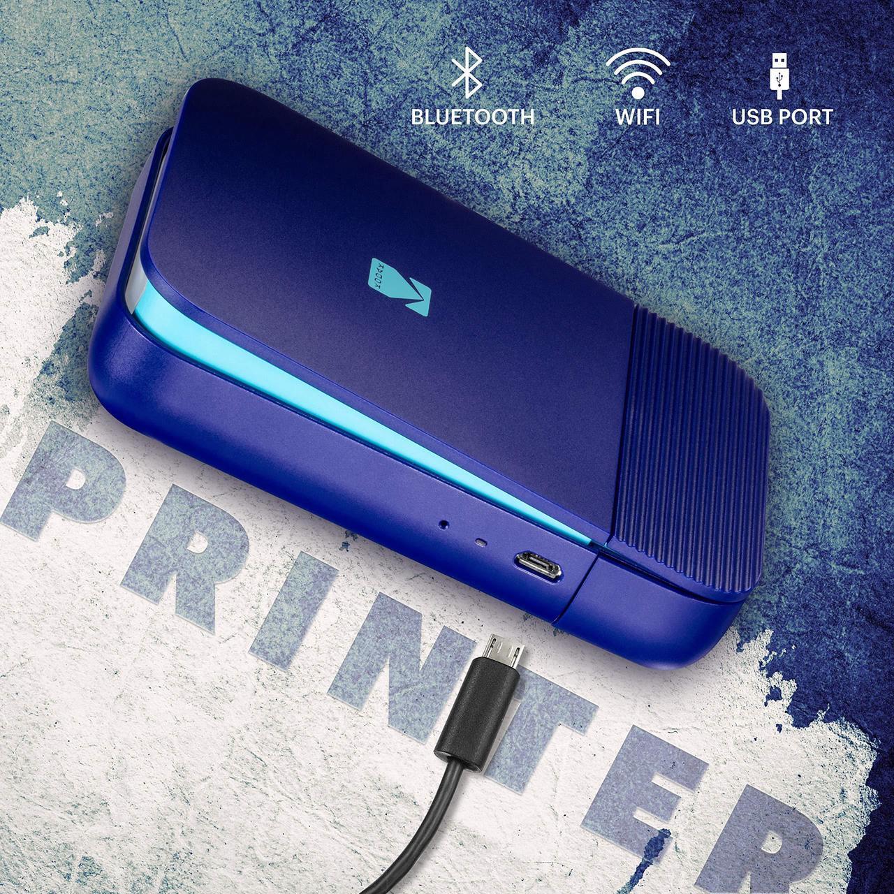 Alt view image 3 of 6 - KODAK Smile Instant Digital Bluetooth Printer for iPhone & Android  Edit, Print & Share 2x3 ZINK Photos w/ Smile App (Blue) Sticker Edition