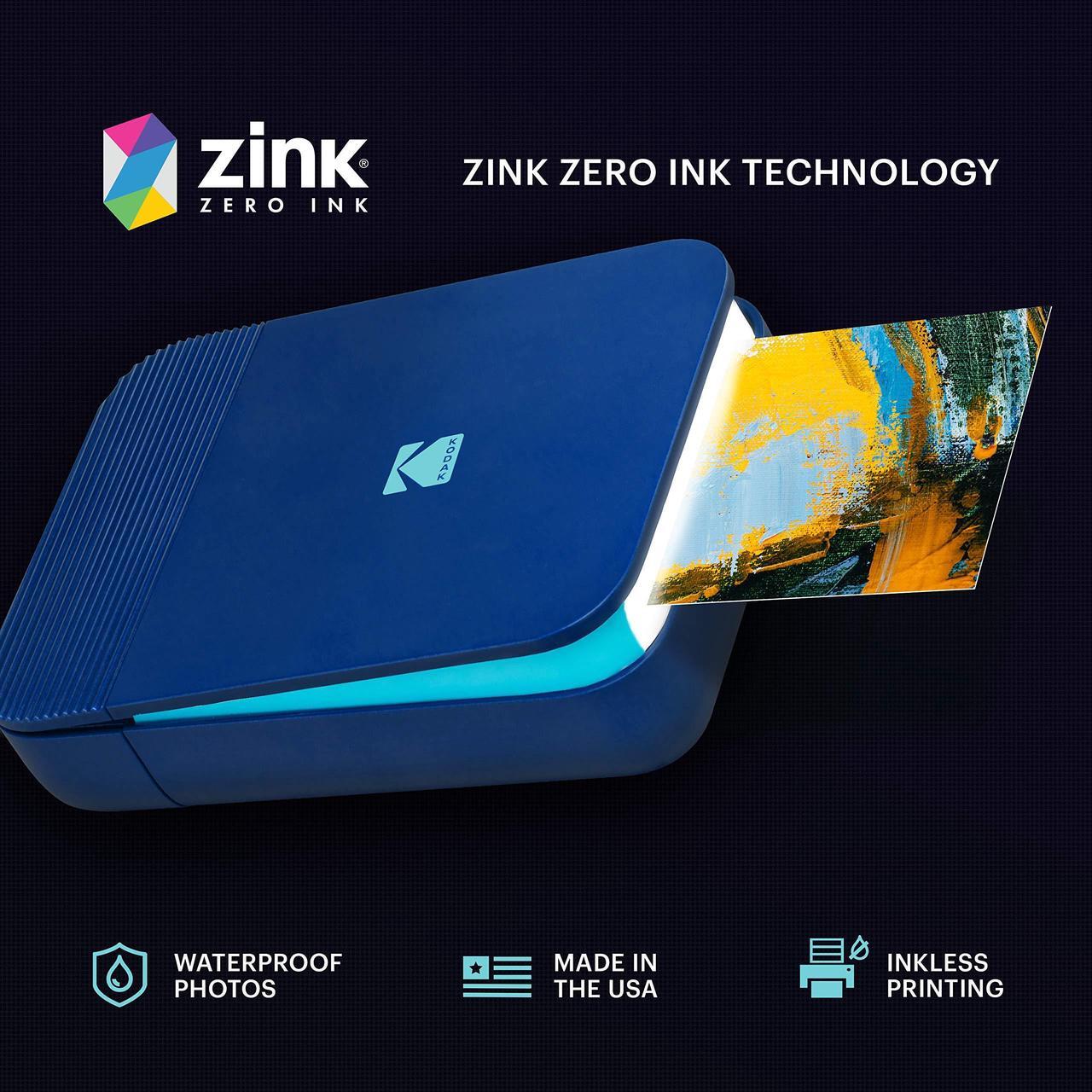 Alt view image 6 of 6 - KODAK Smile Instant Digital Bluetooth Printer for iPhone & Android  Edit, Print & Share 2x3 ZINK Photos w/ Smile App (Blue) Sticker Edition