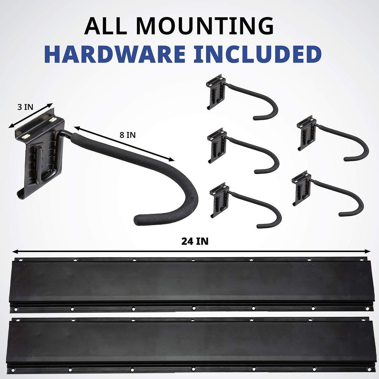 Alt view image 2 of 6 - RaxGo Garage Bike Rack, Wall mounted Bicycle Storage Hanger, 6 Adjustable Hooks Universal for Indoor & Home Use