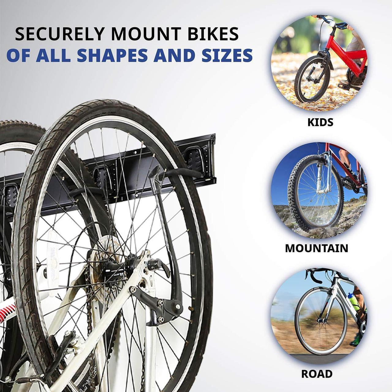 Alt view image 5 of 6 - RaxGo Garage Bike Rack, Wall mounted Bicycle Storage Hanger, 6 Adjustable Hooks Universal for Indoor & Home Use