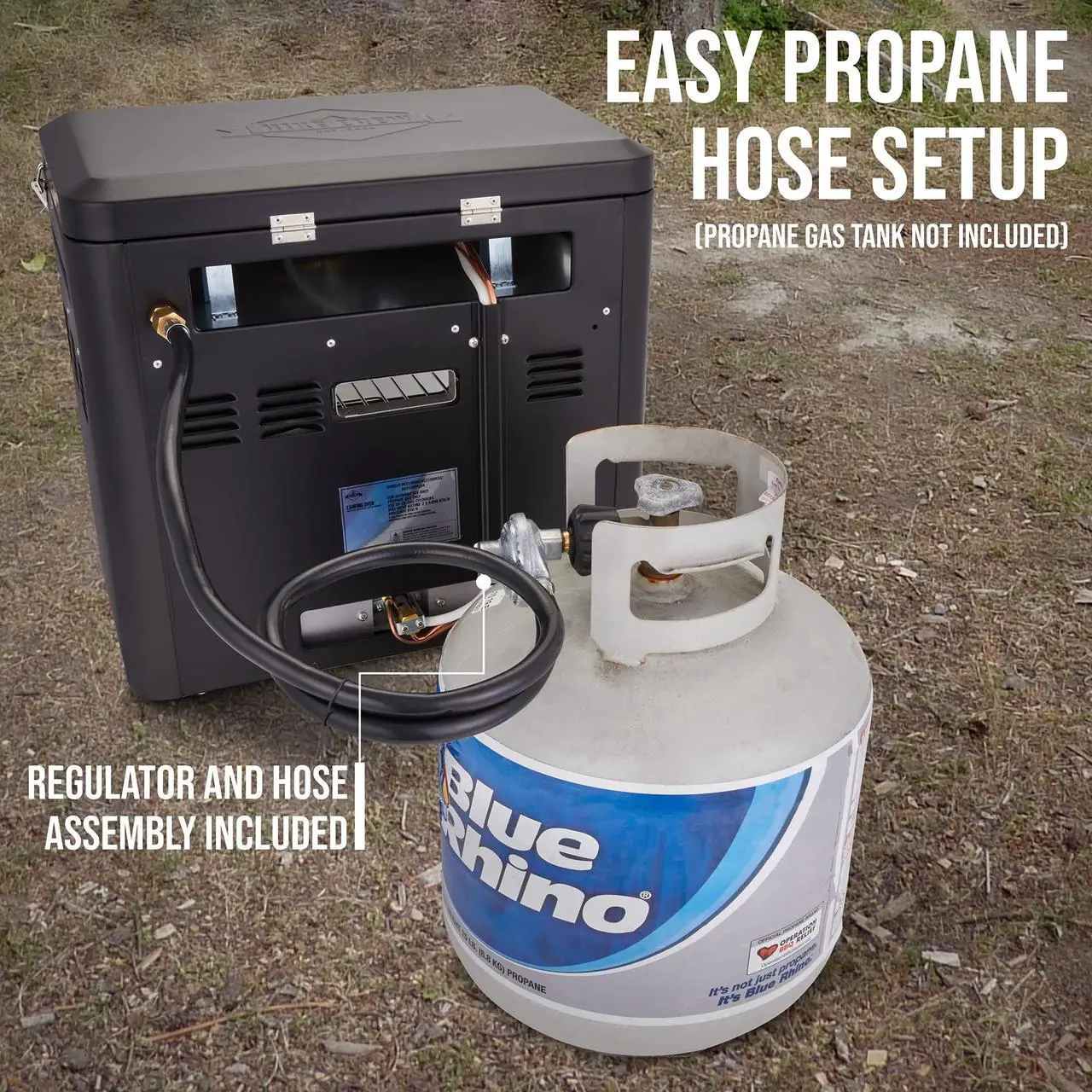 Alt view image 6 of 7 - Hike Crew Outdoor Gas Camping Oven w/ Carry Bag | CSA Approved Portable Propane-Powered 2-Burner Stove & Oven | Auto Ignition, Overheat Safety Shutoff, Built-In Thermometer | Hose & Regulator Included