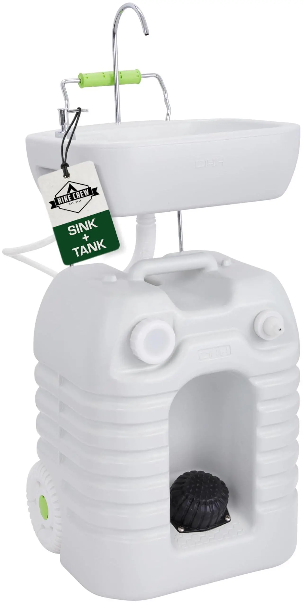 Main image of Hike Crew Portable Camping Sink & Water Reserve | Outdoor Travel Hand Wash Station with Large 12 Gallon Capacity Water Tank, Hands-Free Foot Pump, Faucet, Soap Dispenser, Rolling Wheels & Carry Handle