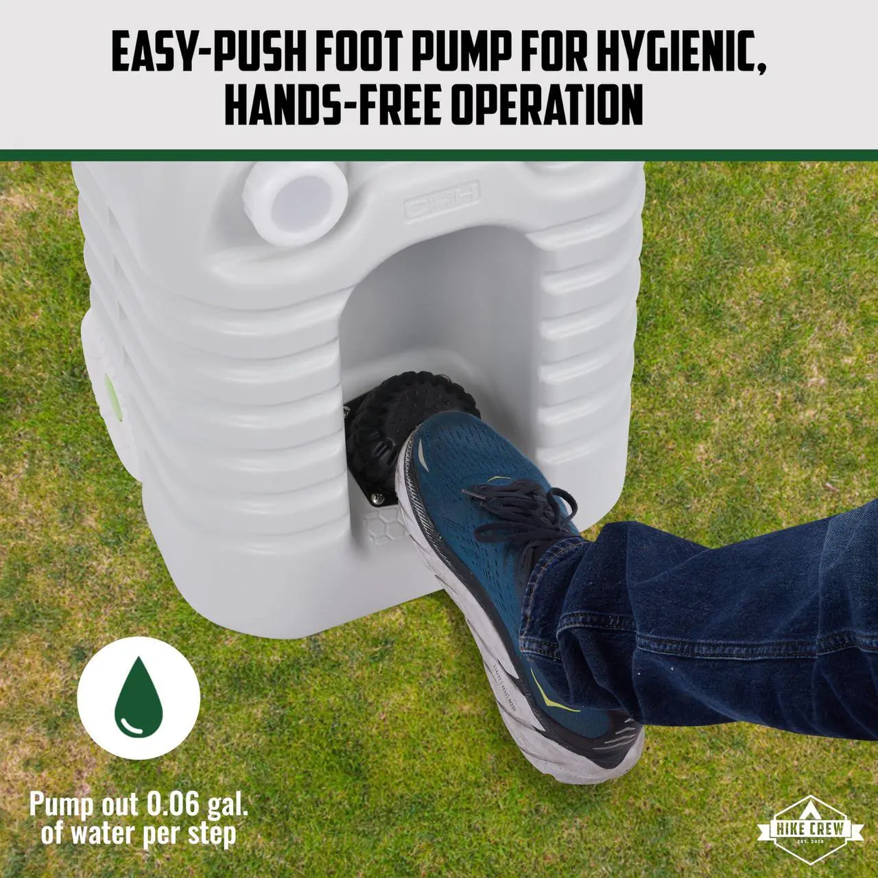 Alt view image 4 of 6 - Hike Crew Portable Camping Sink & Water Reserve | Outdoor Travel Hand Wash Station with Large 12 Gallon Capacity Water Tank, Hands-Free Foot Pump, Faucet, Soap Dispenser, Rolling Wheels & Carry Handle