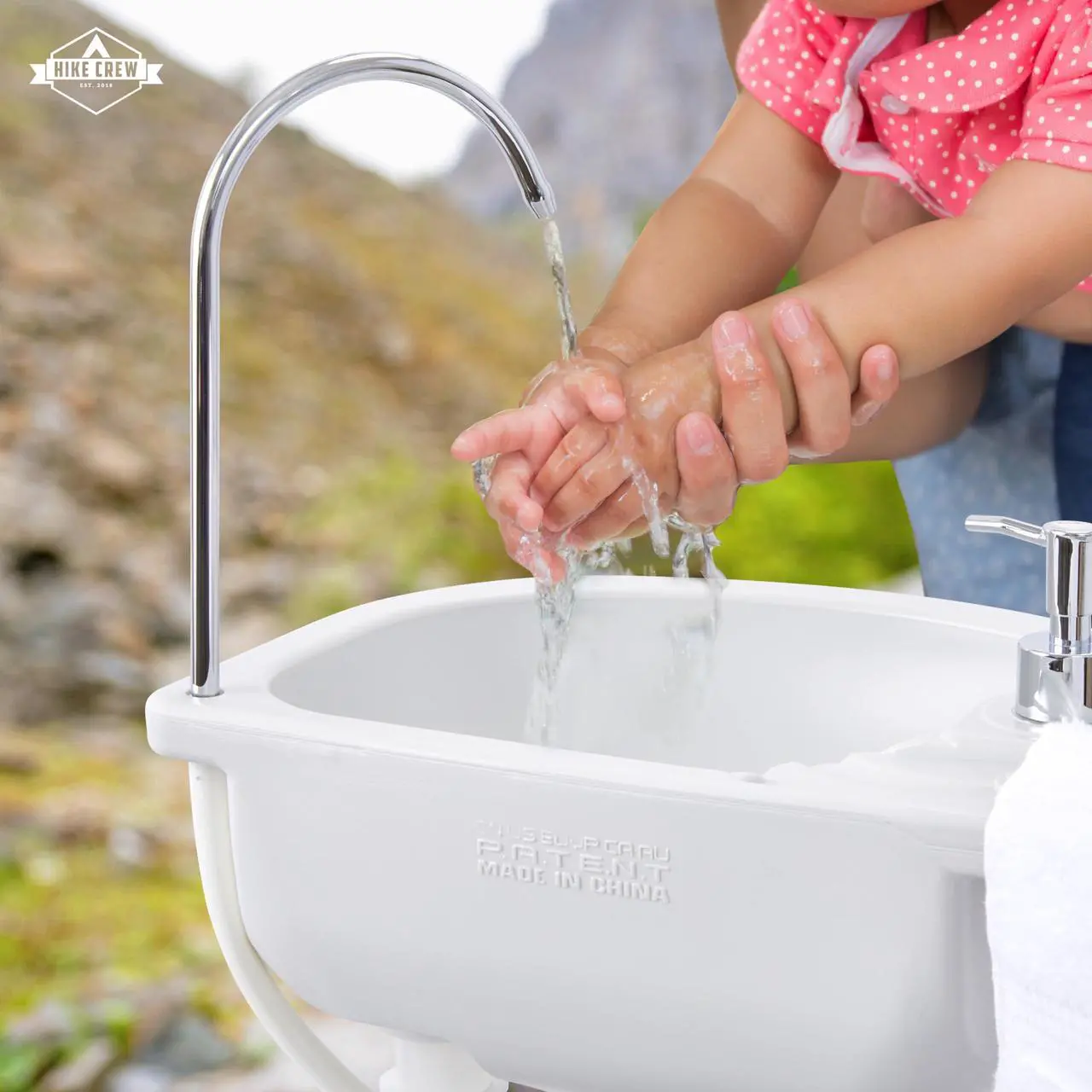 Alt view image 5 of 6 - Hike Crew Portable Camping Sink & Water Reserve | Outdoor Travel Hand Wash Station with Large 12 Gallon Capacity Water Tank, Hands-Free Foot Pump, Faucet, Soap Dispenser, Rolling Wheels & Carry Handle