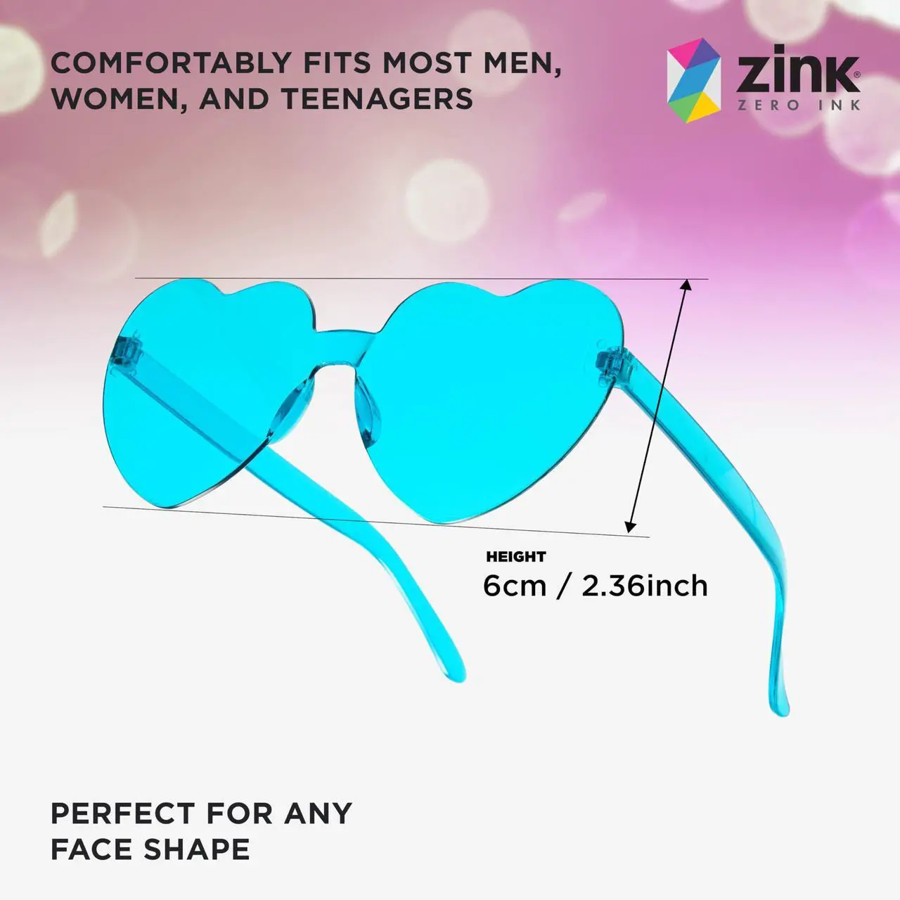 Alt view image 2 of 5 - Zink 6PCS Colorful Heart Glasses - Six Pairs of Rimless Heart-Shaped Sunglasses for Party Favors, Photo Booths, Costumes, and More