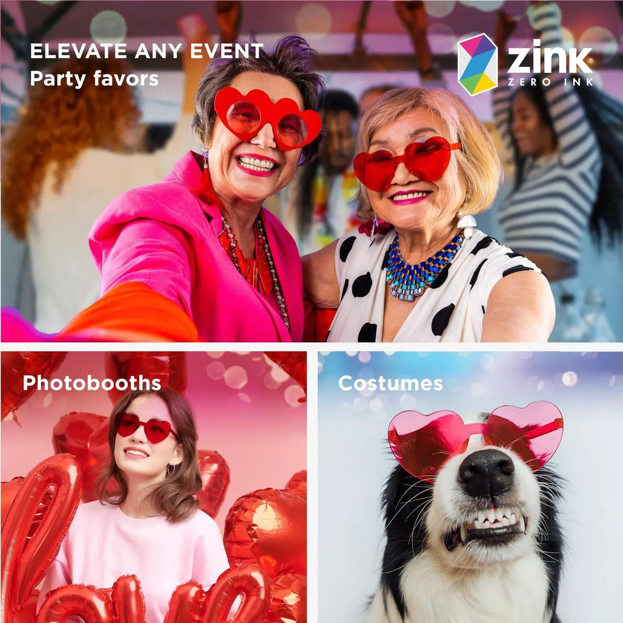 Alt view image 4 of 5 - Zink 6PCS Colorful Heart Glasses - Six Pairs of Rimless Heart-Shaped Sunglasses for Party Favors, Photo Booths, Costumes, and More