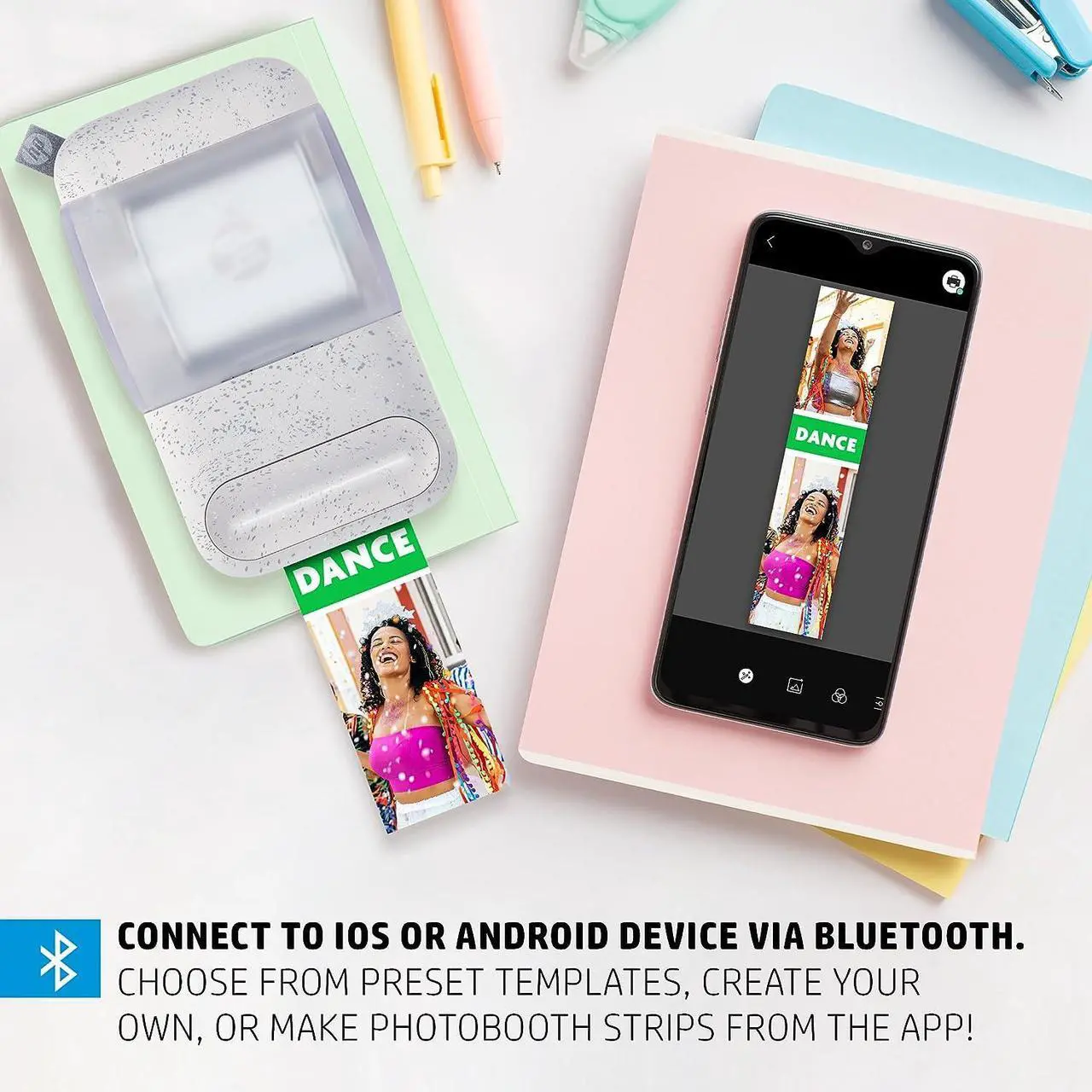 Alt view image 3 of 7 - HP Sprocket Panorama Instant Portable Color Label & Photo Printer with Bluetooth White