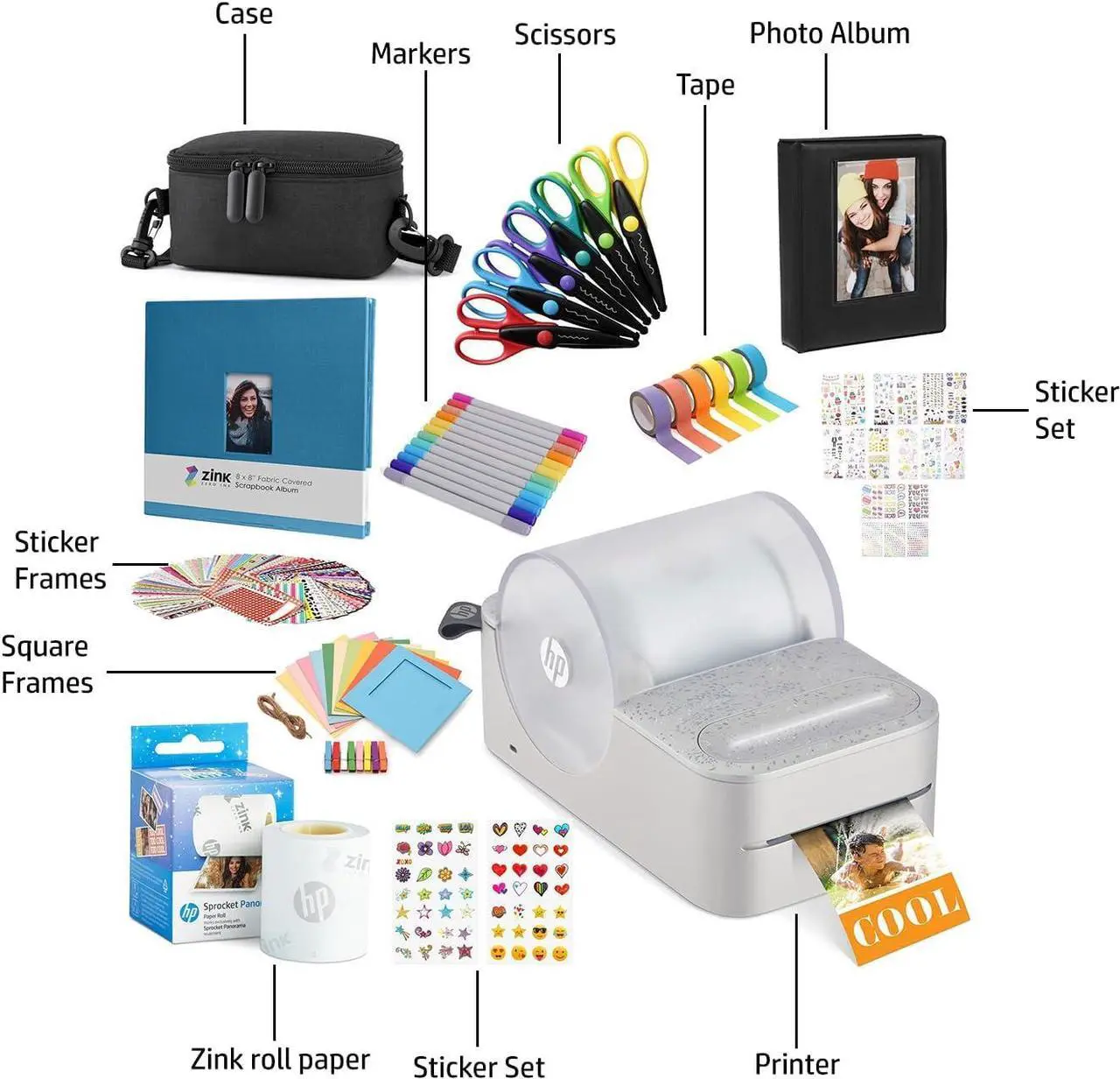 Alt view image 5 of 7 - HP Sprocket Panorama Portable Color Label Printer & Photo Printer Craft Bundle w/Case, Zink Roll & More!