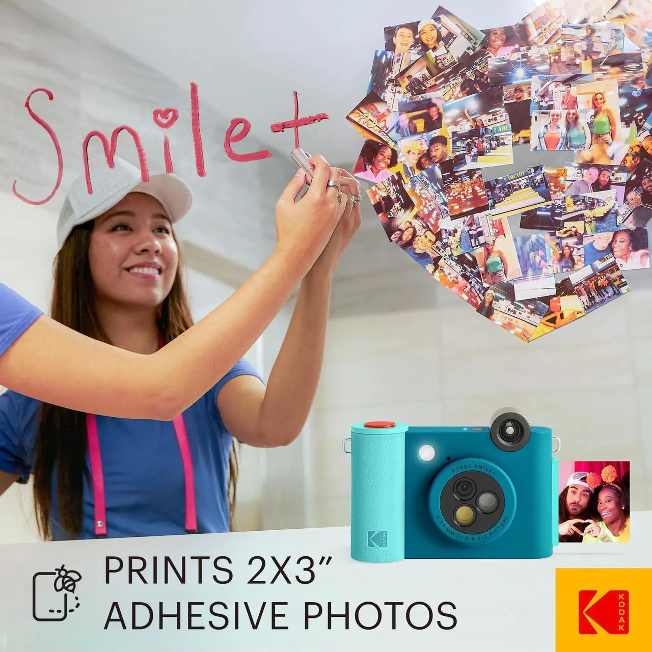 Alt view image 5 of 6 - Kodak Smile+ Wireless 2x3 Digital Instant Print Camera with Effect Lenses & Zink Technology - Blue