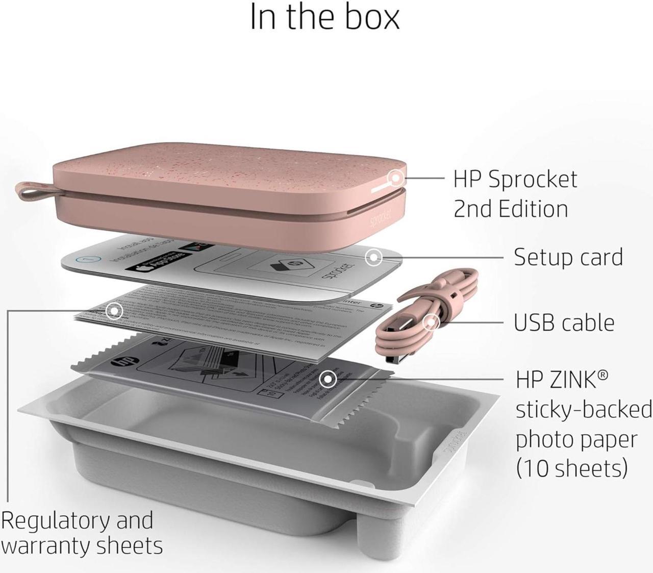 Alt view image 6 of 7 - HP Sprocket Portable 2x3" Instant Photo Printer (Blush Pink), Prints From iOS or Android Devices